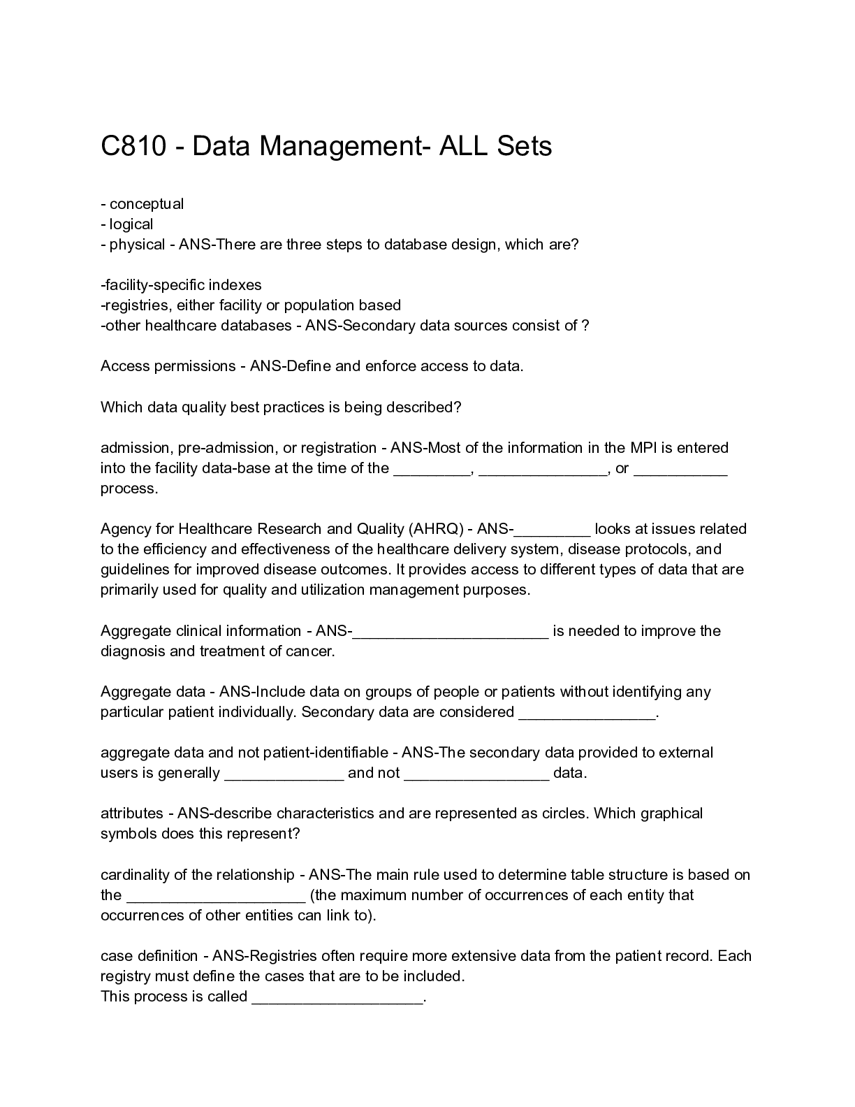 Preview image for C810 - Data Management- ALL Sets