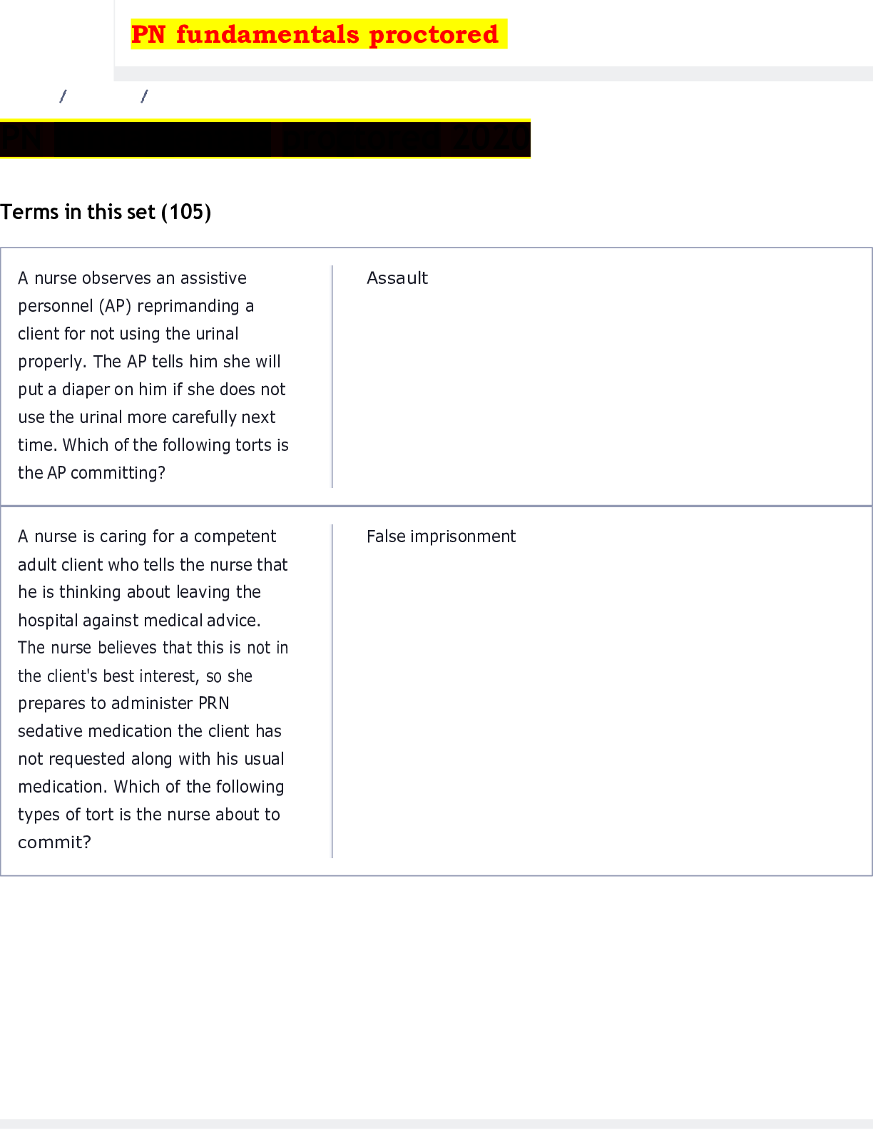 Preview image for PN FUNDAMENTALS PROCTORED EXAM ALL WITH CORRECT ANSWERS