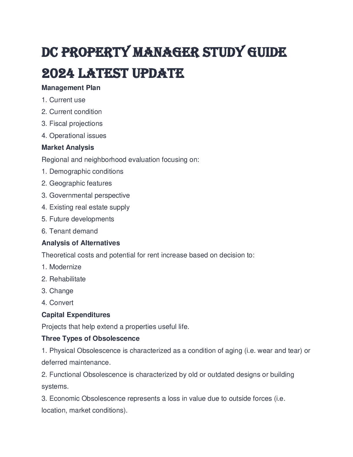 Preview image for DC PROPERTY MANAGER STUDY GUIDE 2024 LATEST UPDATE