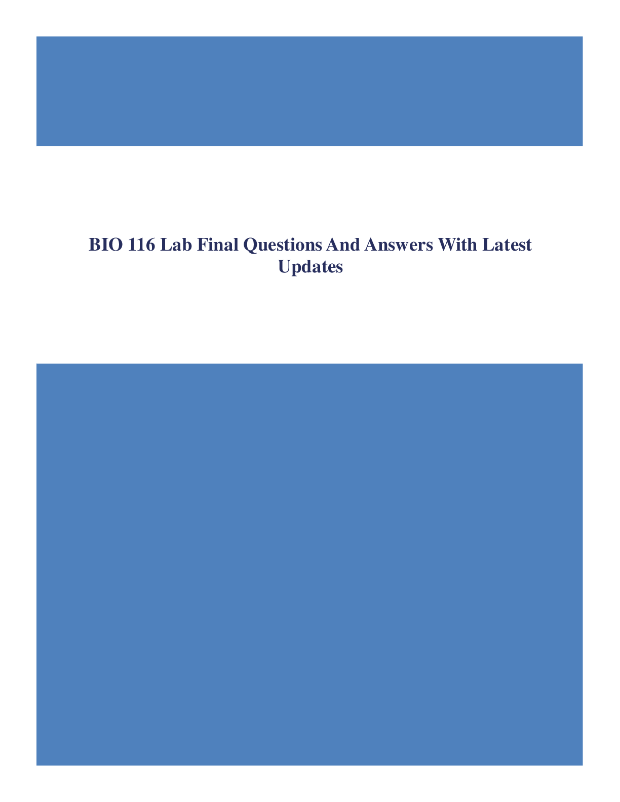 BIO 116 Lab Final Questions And Answers With Latest Updates