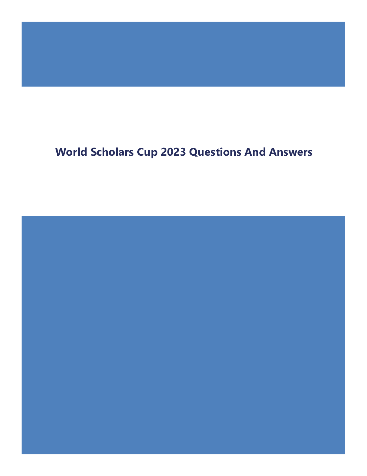 World Scholars Cup 2023 Questions And Answers