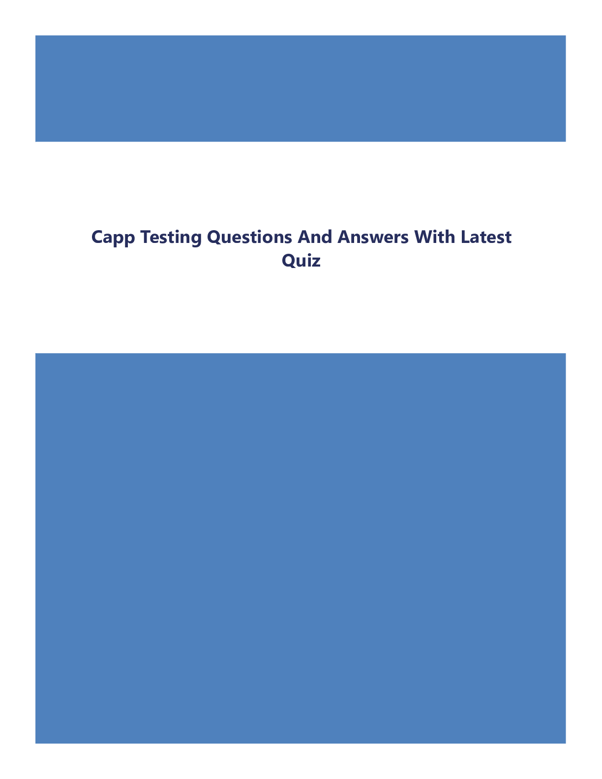 Capp Testing Questions And Answers With Latest Quiz