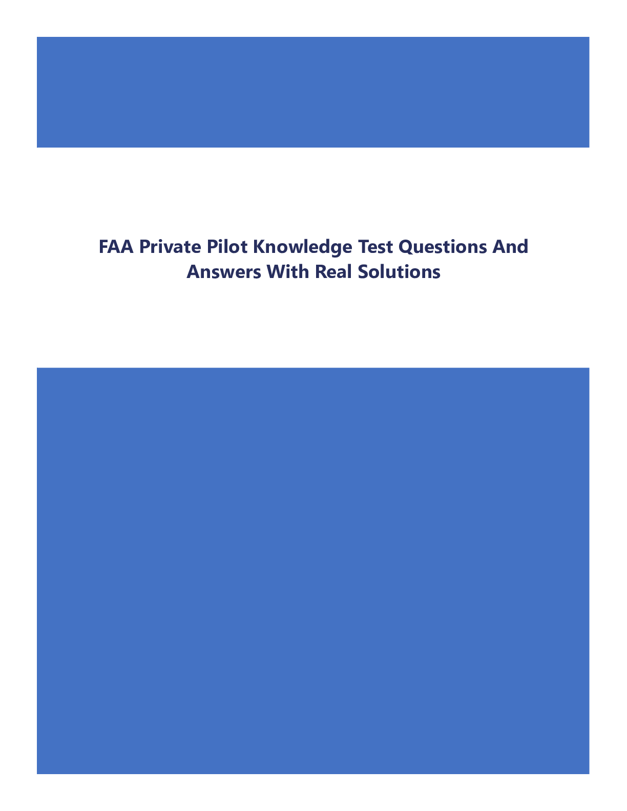 Preview of FAA Private Pilot Knowledge Test Questions And Answers With Real Solutions