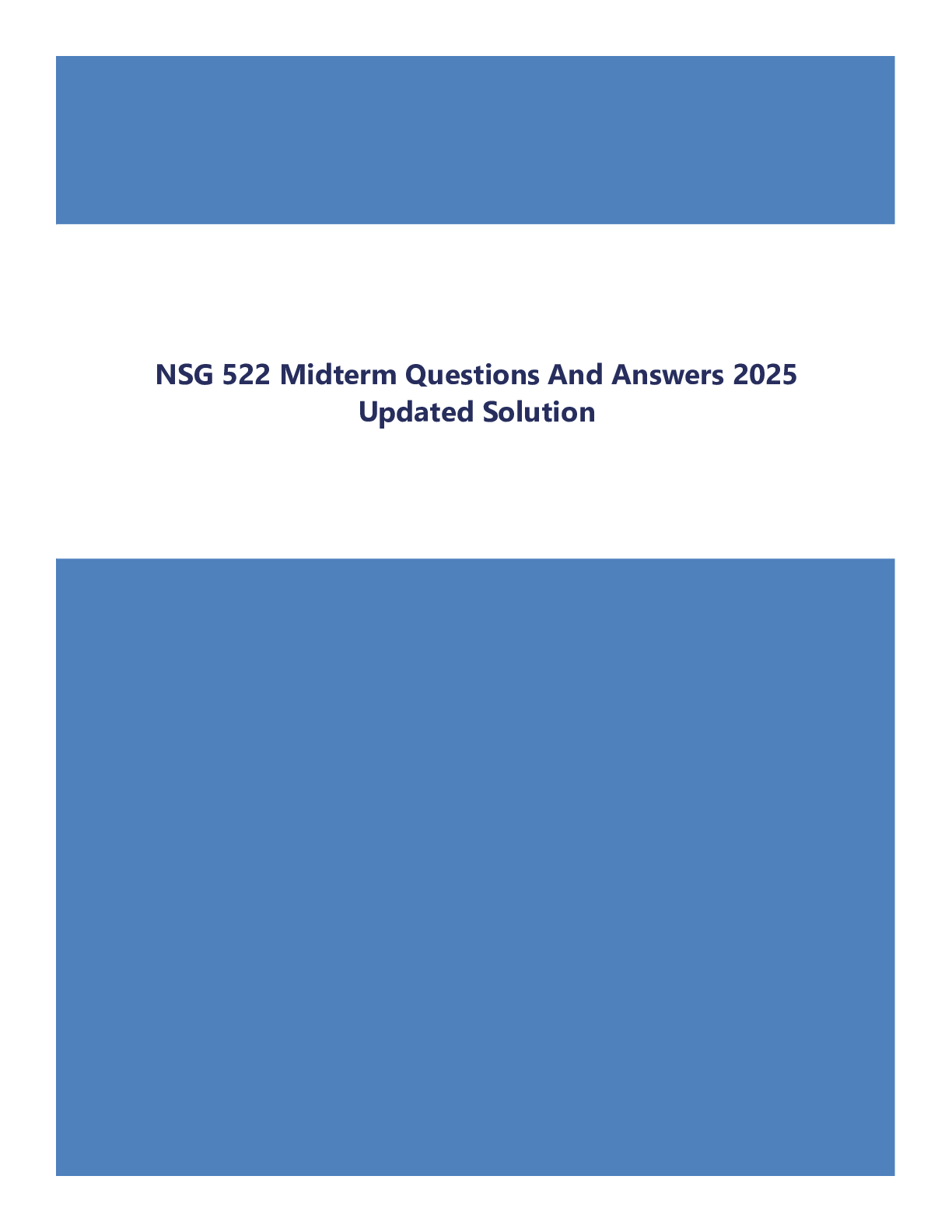 NSG 522 Midterm Questions And Answers 2024 Updated Solution