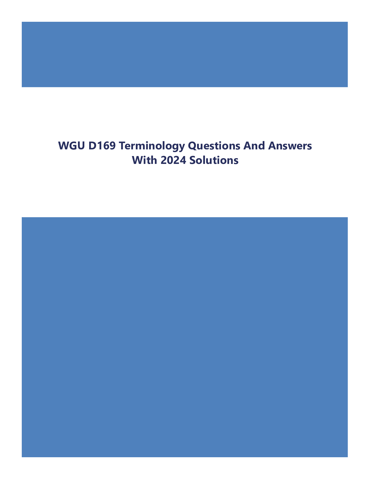 WGU D169 Terminology Questions And Answers With 2024 Solutions