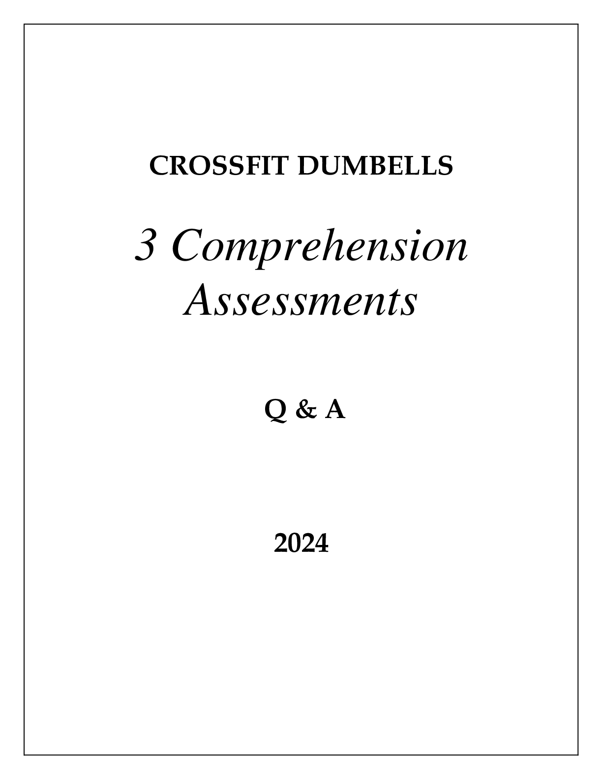 Recommended document preview for Crossfit Dumbells Comprehension Assessments Q & A 2024