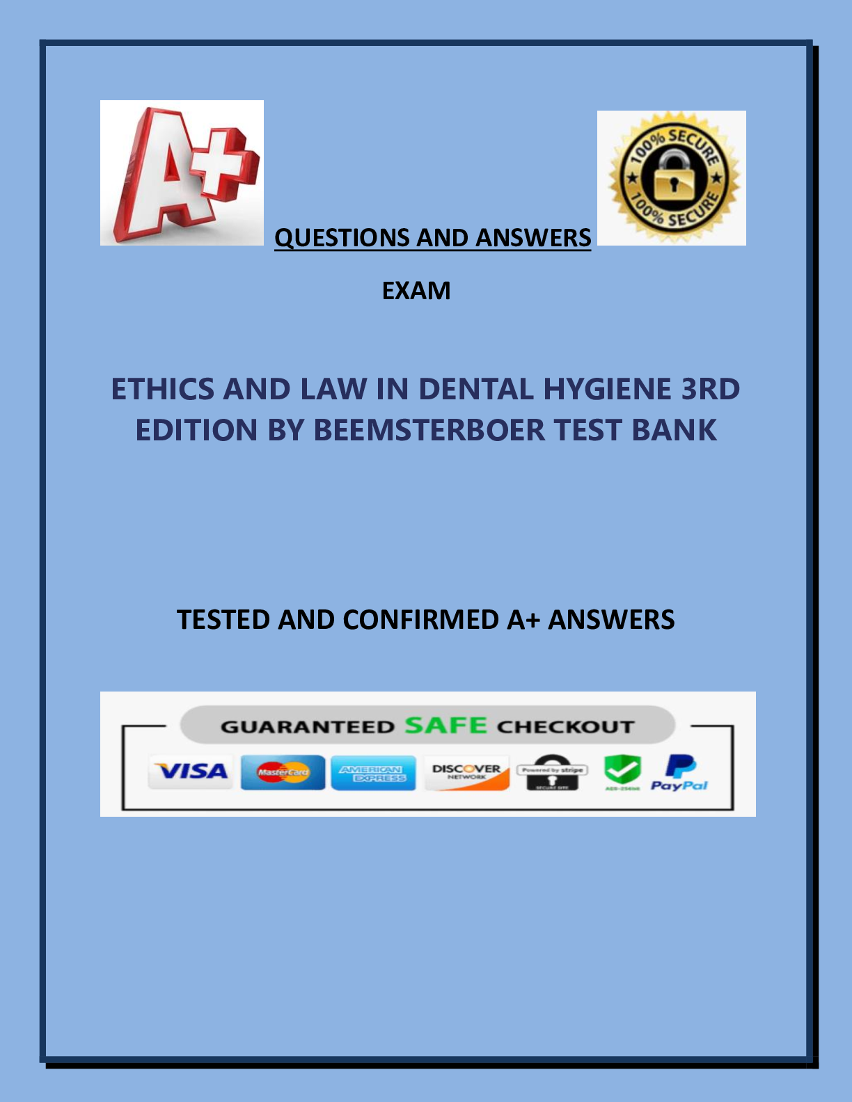 ETHICS AND LAW IN DENTAL HYGIENE 3RD EDITION BY BEEMSTERBOER TEST BANK
