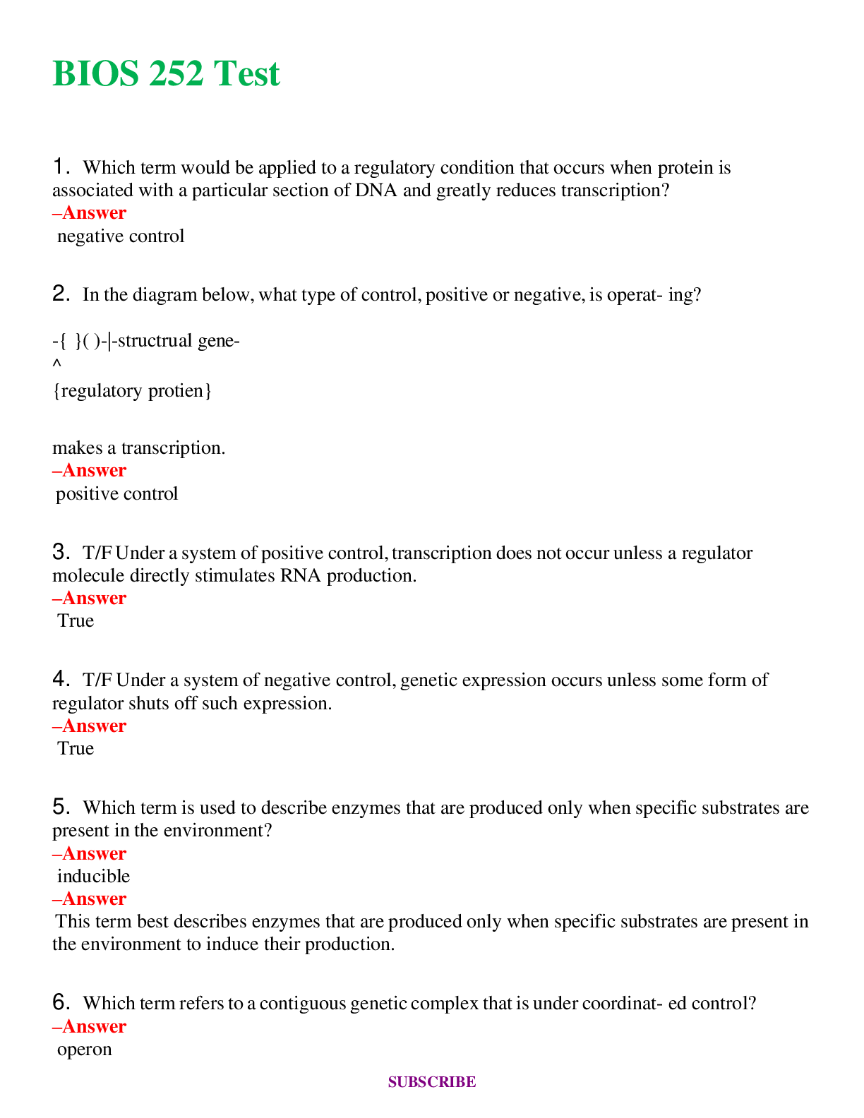 BIOS 252 Test    Questions and Answers (Verified Answers)