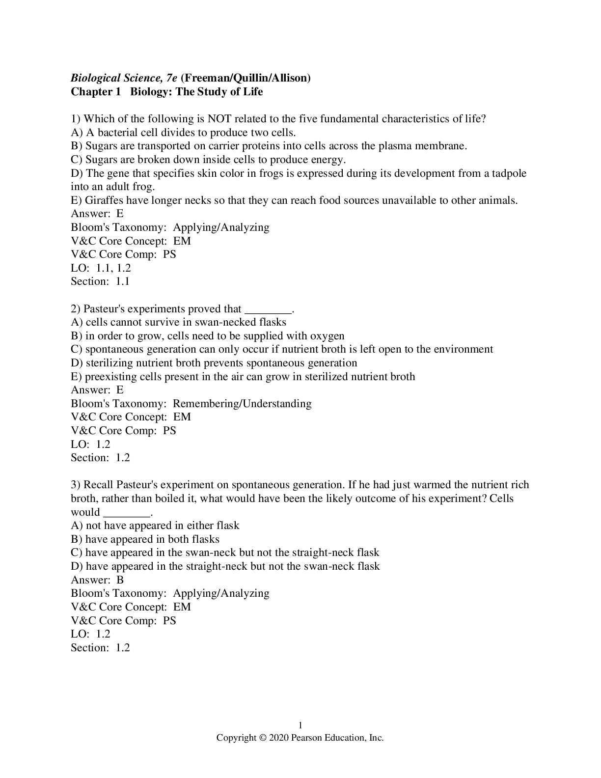 Preview image of Biological Science 7th Edition  Freeman Test Bank document