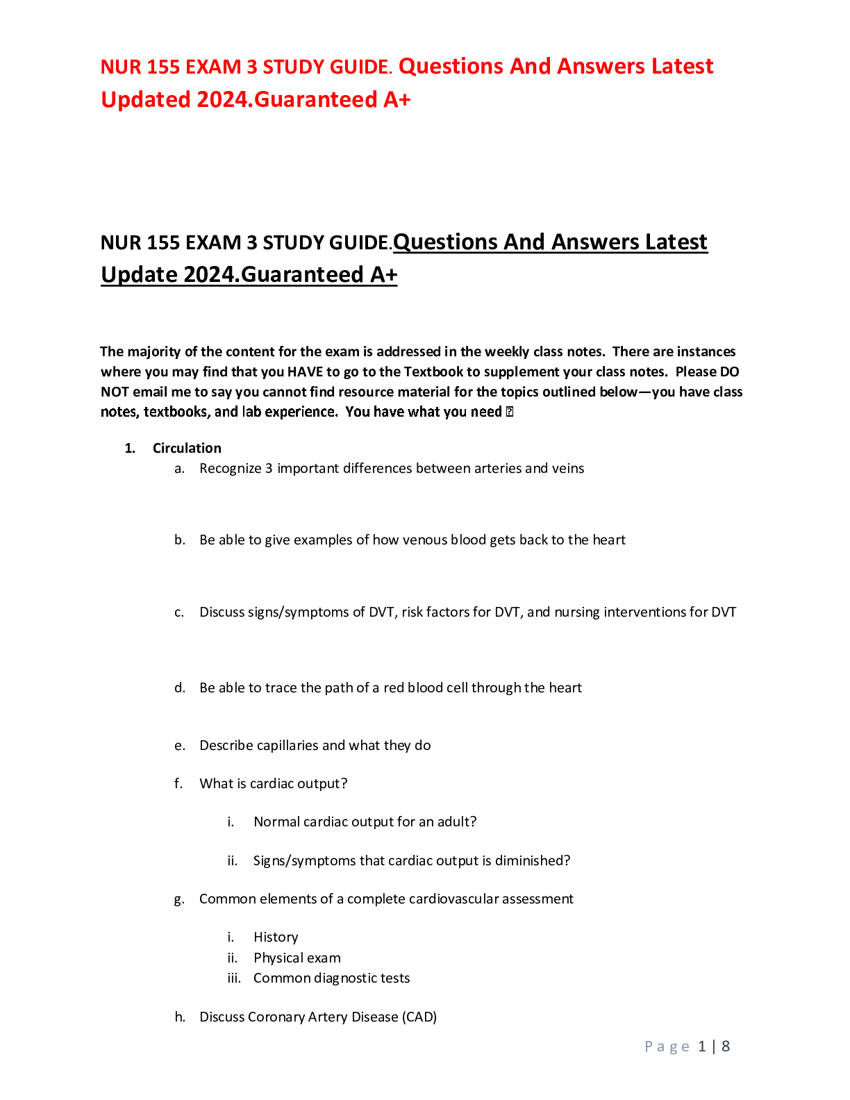 Preview image for NUR 155 EXAM 3 STUDY GUIDE: questions and answers 2024