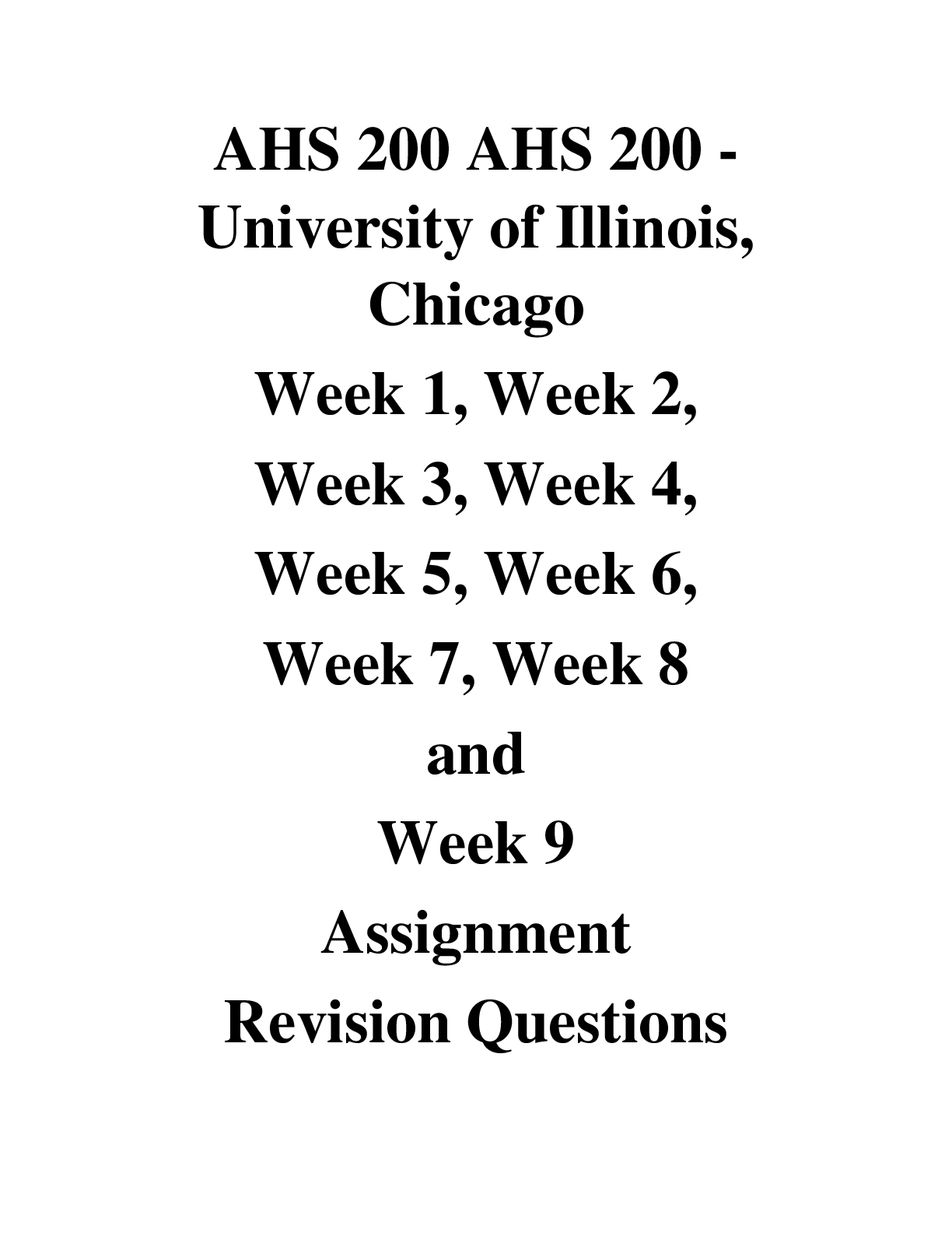 Preview image for AHS 200 AHS 200 - University of Illinois,  Chicago