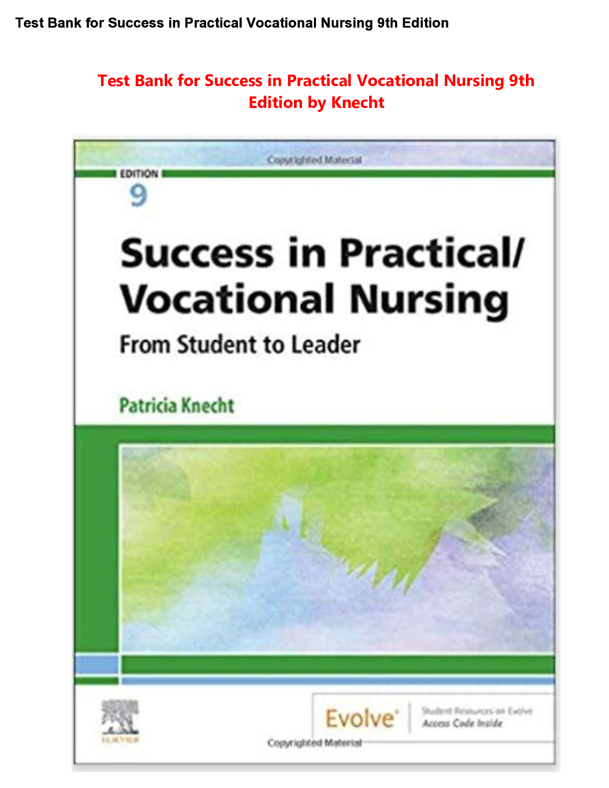 Preview image for Test Bank for Success in Practical Vocational Nursing 9th Edition by Knecht: Success in Practical Vocational Nursing 9th Edition by Knecht: Guaranteed A+ Guide