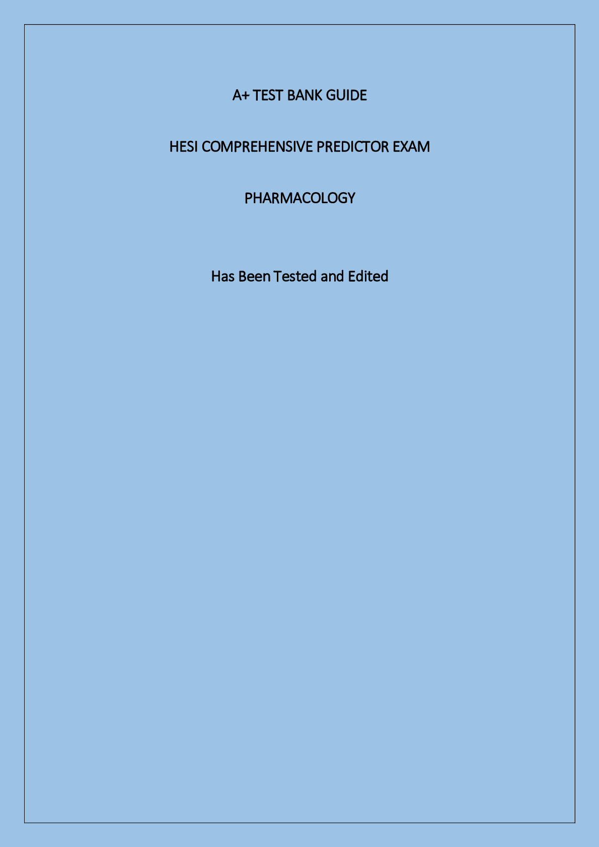 Preview image for HESI COMPREHENSIVE PREDICTOR EXAM  PHARMACOLOGY