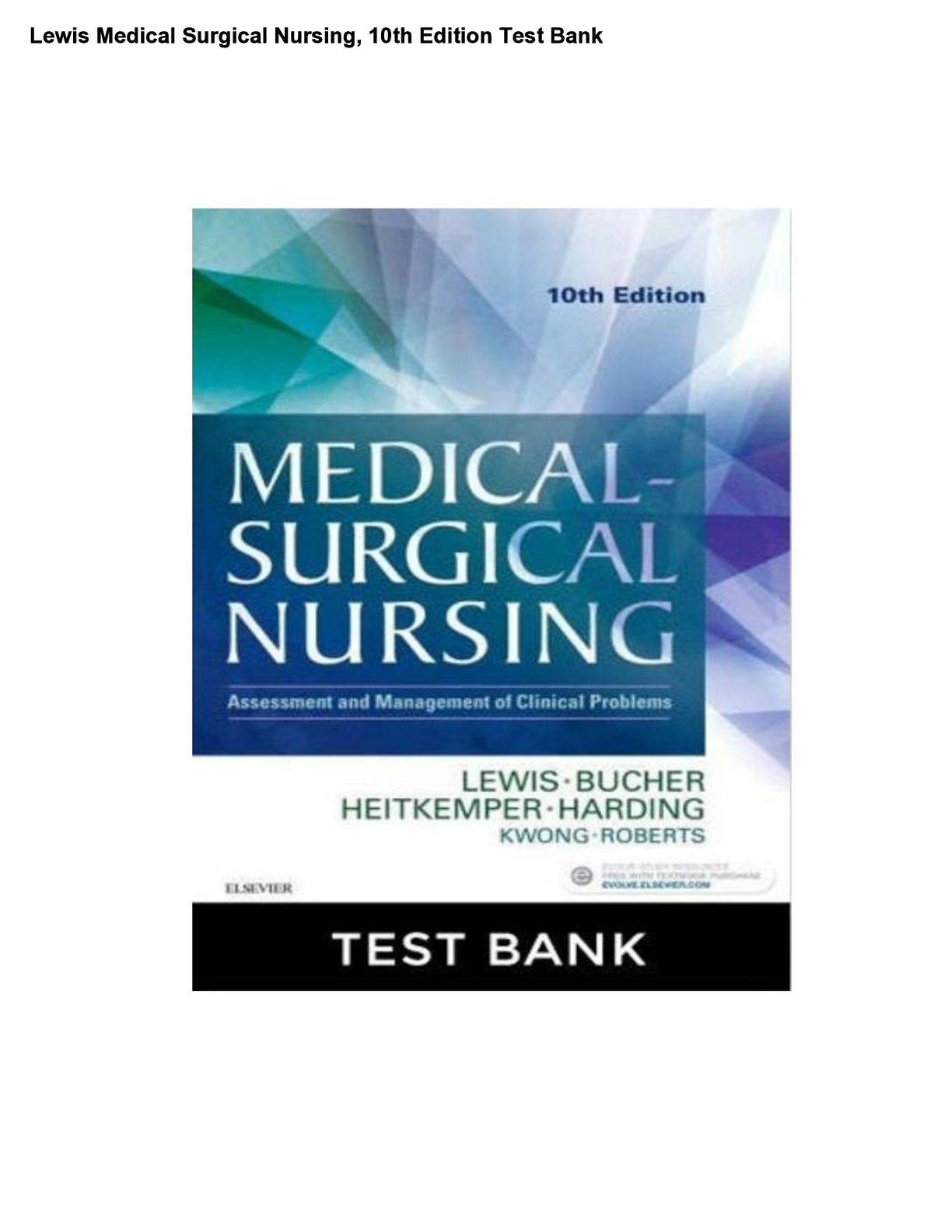 Preview image for Lewis Medical Surgical Nursing, 10th Edition:Test Bank - Lewis Medical Surgical Nursing, 10th Edition: 100 % Verified Question & Answers( Chapters 1-68): Guaranteed A+