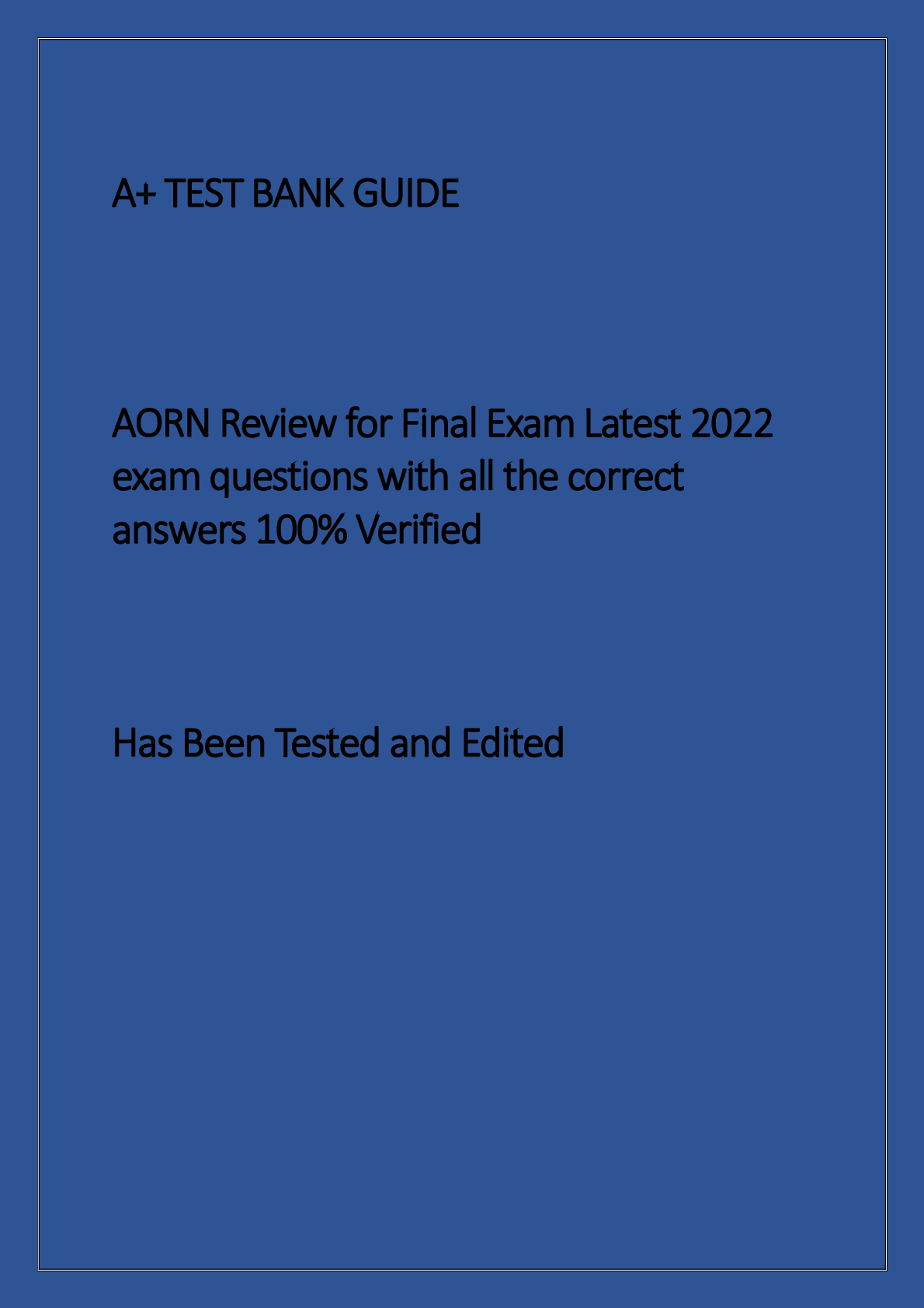 Preview image for AORN Review for Final Exam Latest 2022 exam questions with all the correct answers 100% Verified