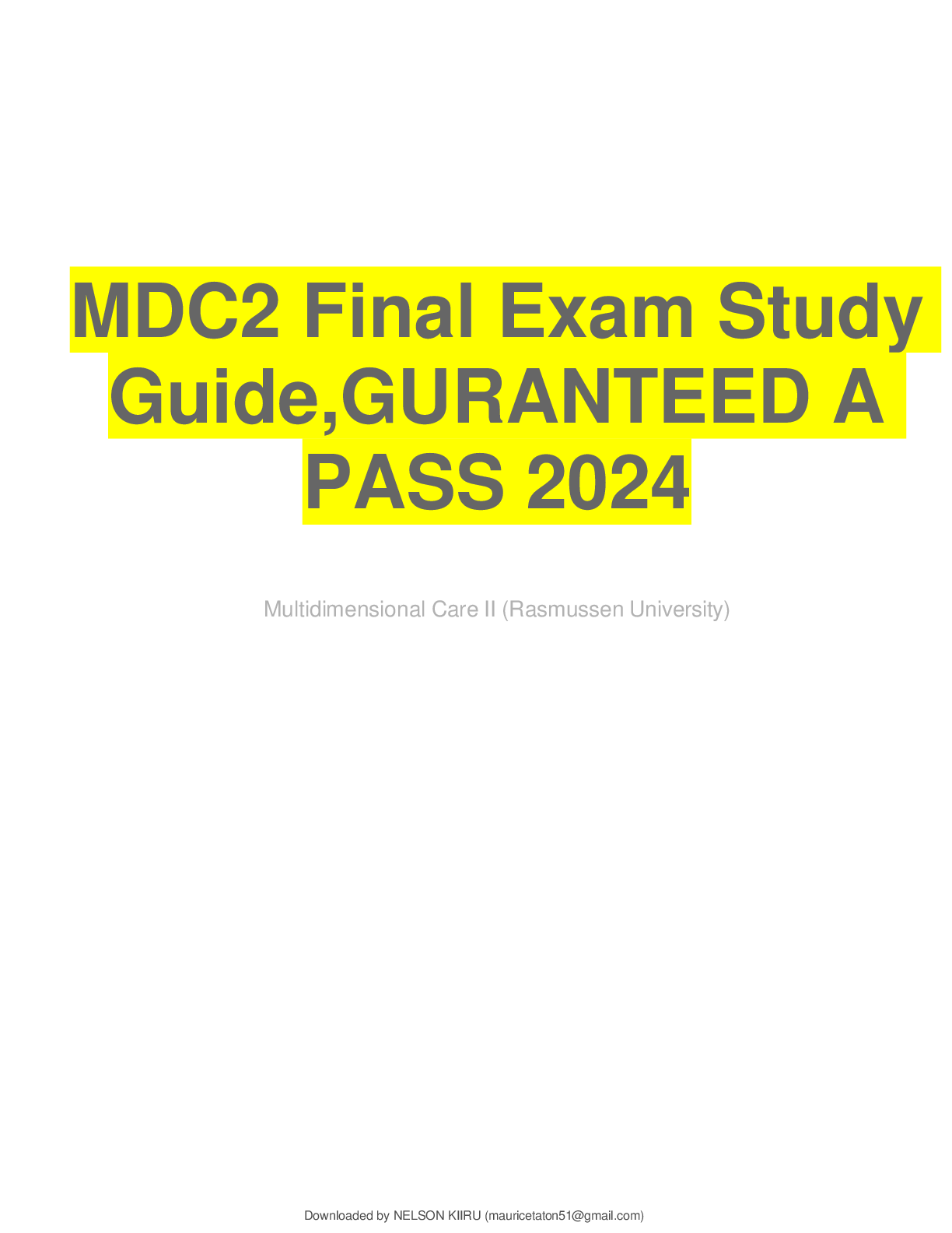 Preview image for MDC2 Final Exam Study Guide,GURANTEED A PASS 2024