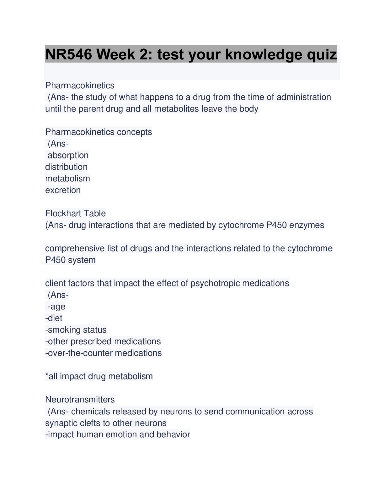 Preview image for NR546 Week 2: test your knowledge quiz: Latest Updated