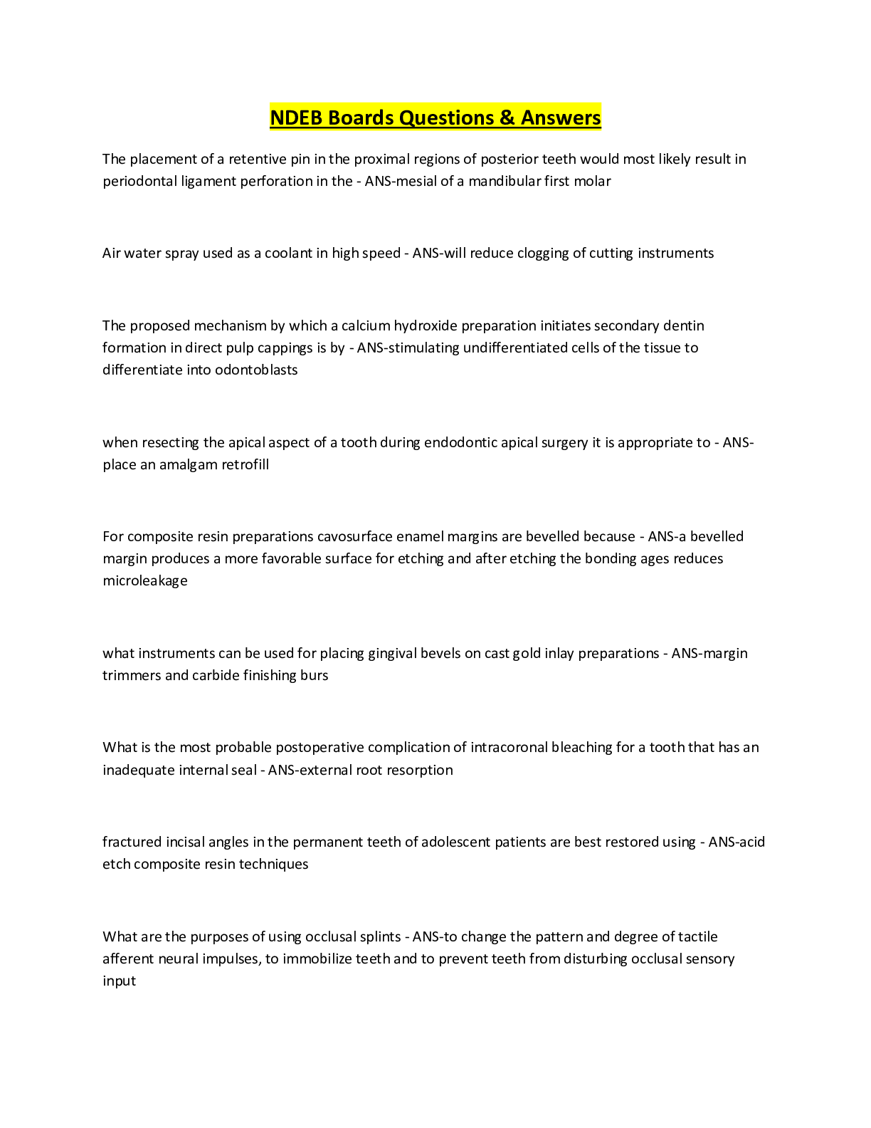 Preview image for NDEB Boards Questions & Answers