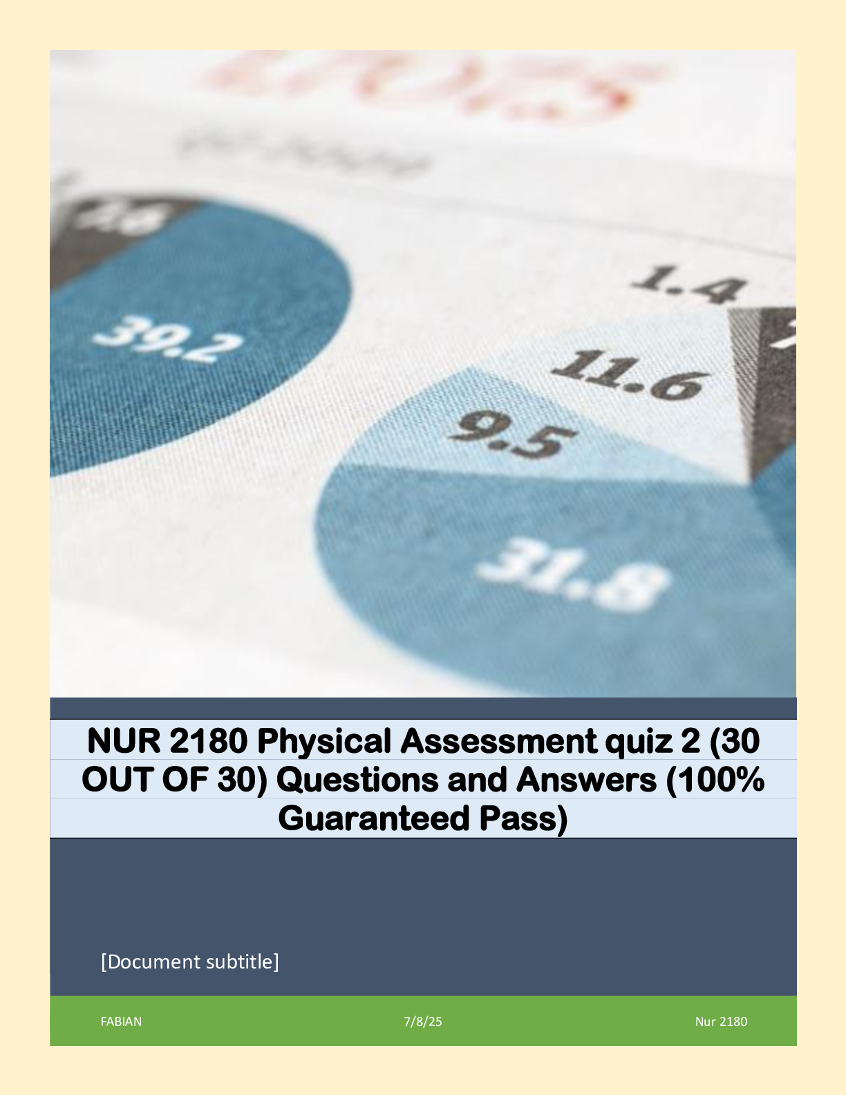 Preview image for NUR 2180 Physical Assessment quiz 2 (30 OUT OF 30) Questions and Answers (100% Guaranteed Pass)