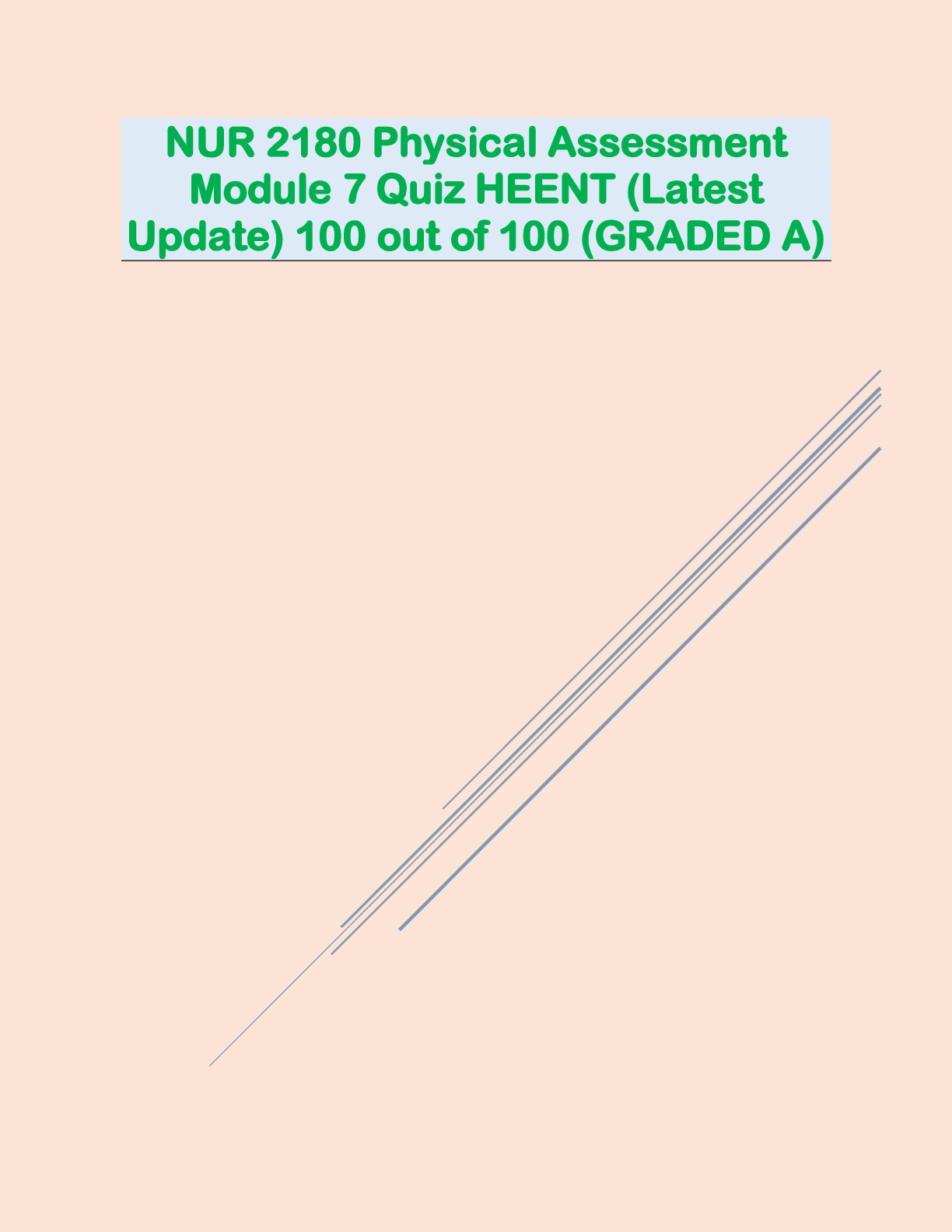 Preview image for NUR 2180 Physical Assessment Module 7 Quiz HEENT (Latest Update) 100 out of 100 (GRADED A)
