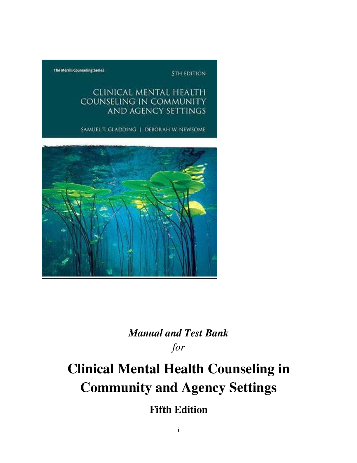 Preview of Solution Manual & Test Bank for Clinical Mental Health Counseling in Community and Agency