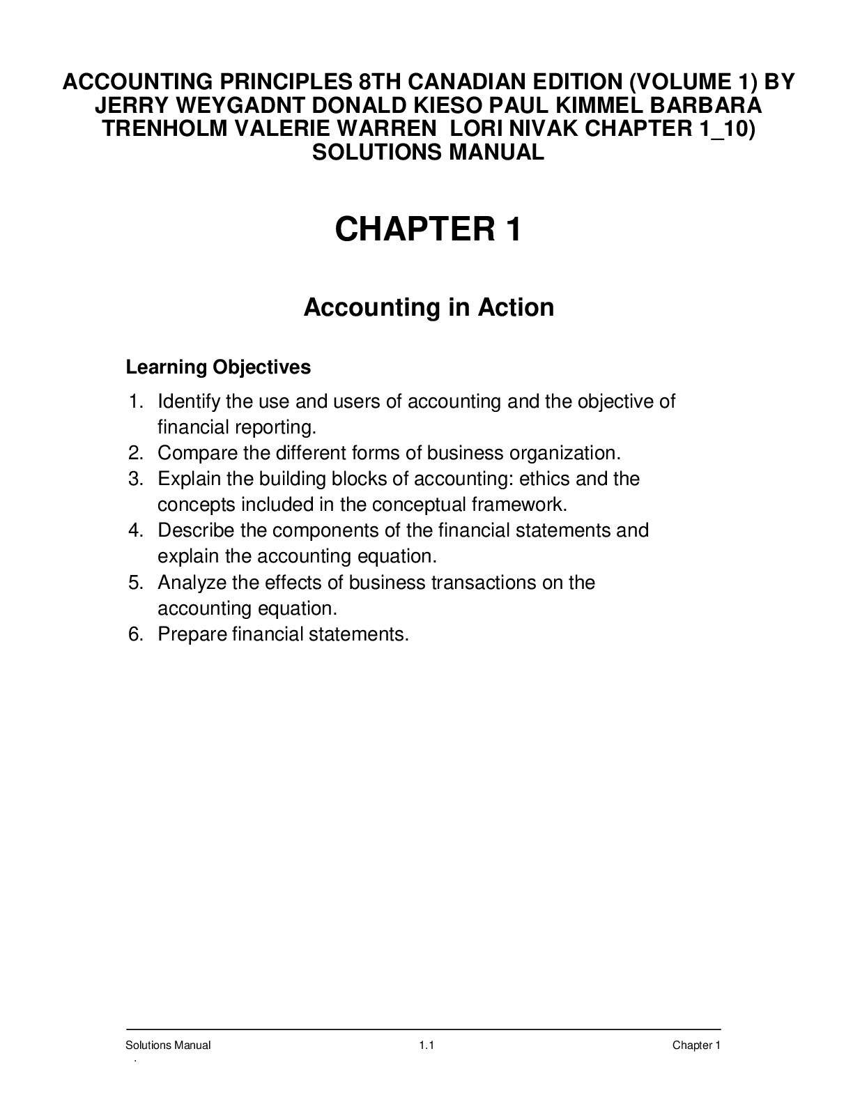 Preview image for ACCOUNTING PRINCIPLES 8TH CANADIAN EDITION (VOLUME 1) BY JERRY WEYGADNT DONALD KIESO PAUL KIMMEL BARBARA TRENHOLM VALERIE WARREN  LORI NIVAK SOLUTIONS MANUAL