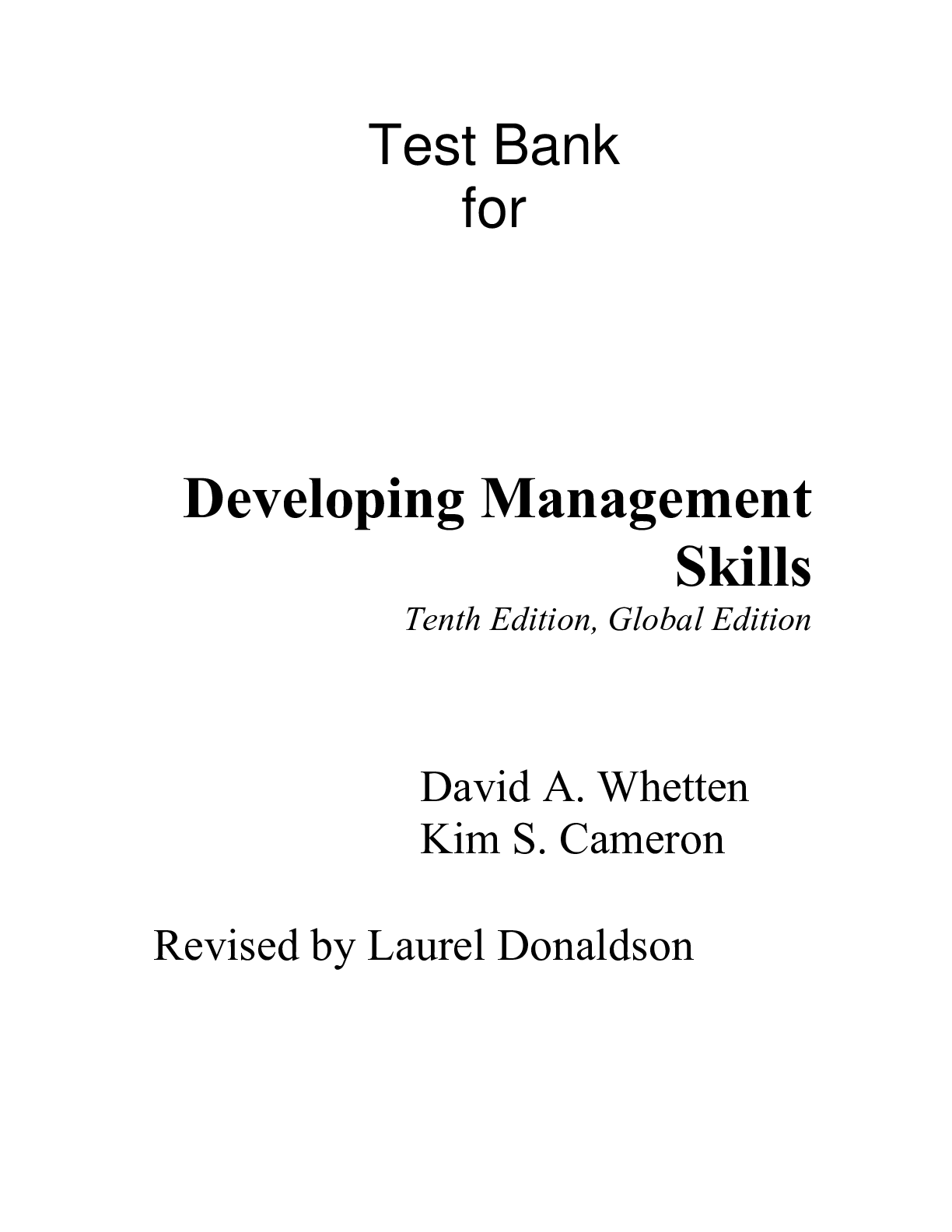 Preview of Test Bank for Developing Management Skills 10th Global Edition By David Whetten, Kim Camer