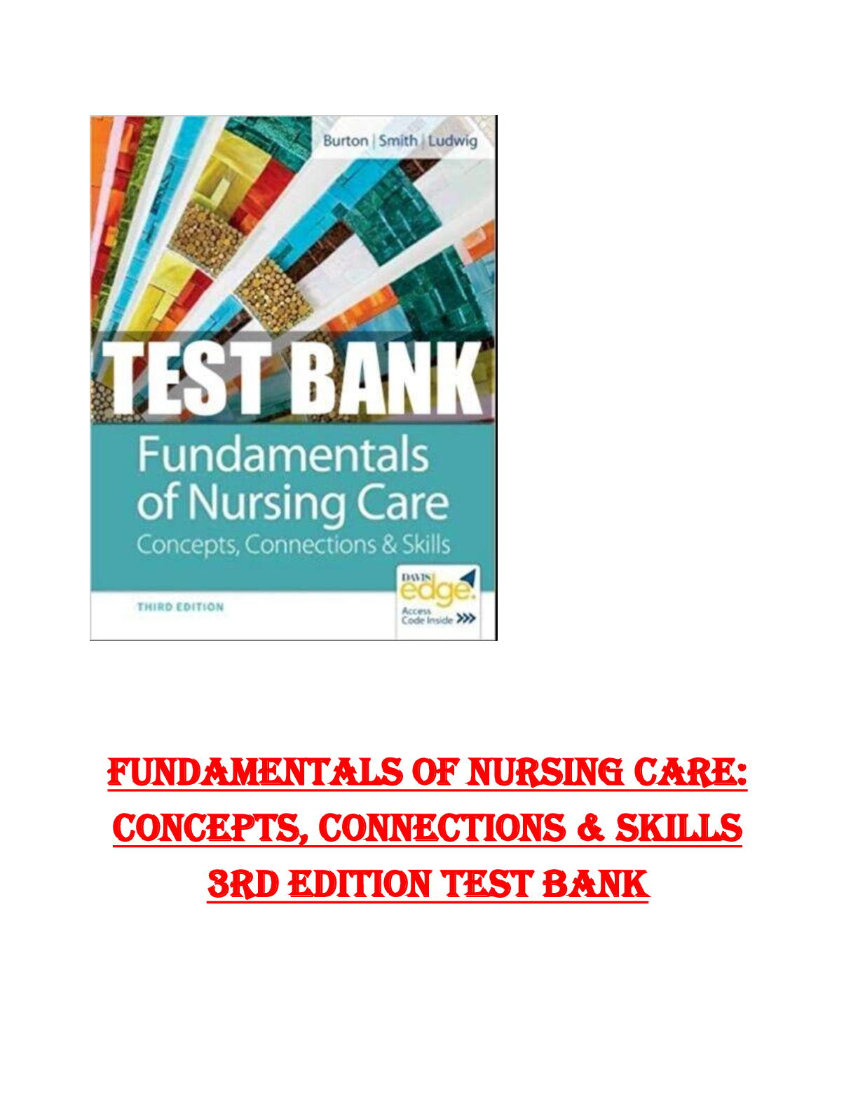 Preview image for Test Bank for  Fundamentals of Nursing Care concepts and skills 3rd edition