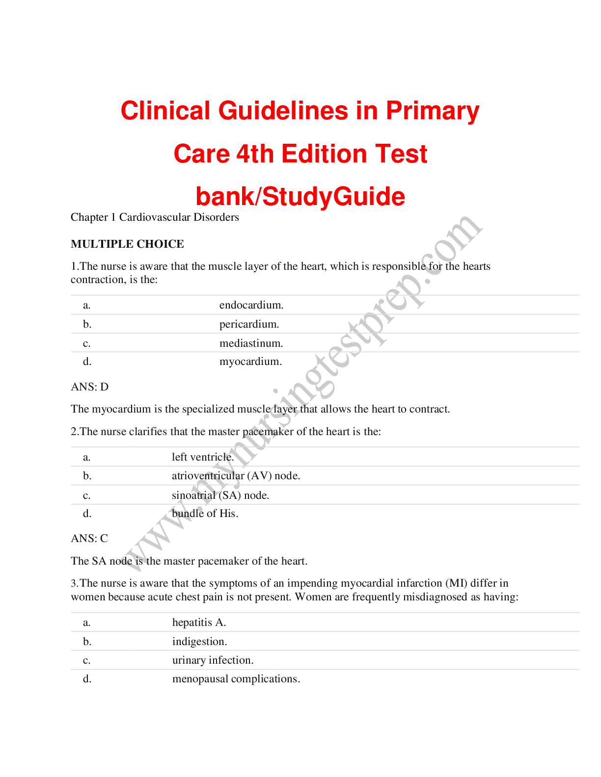 Preview image for Test Bank Clinical Guidelines in Primary Care 4th Edition Hollier! RATED A+