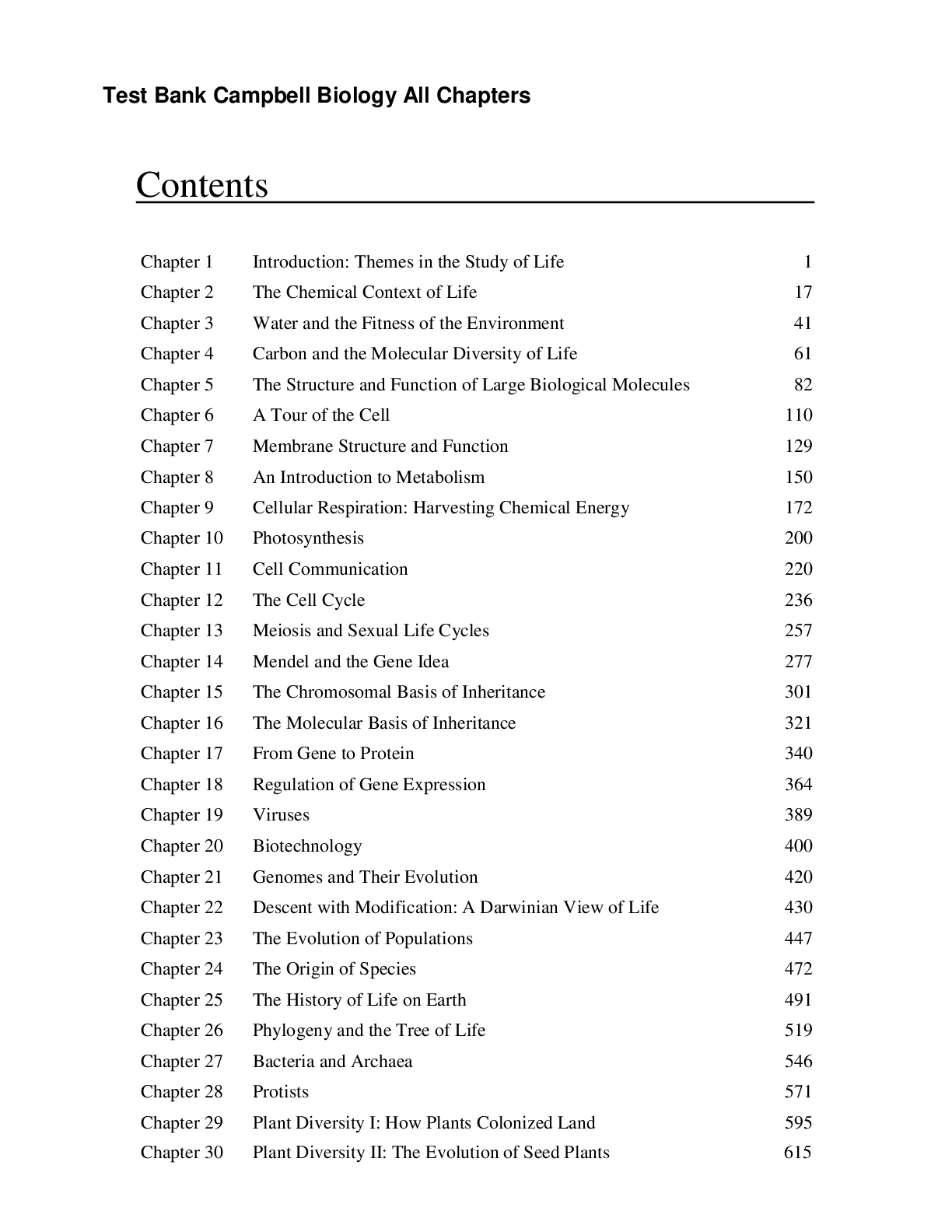 Preview image for Test Bank for Campbell Biology 12th Edition All Chapters 1-56! RATED A+