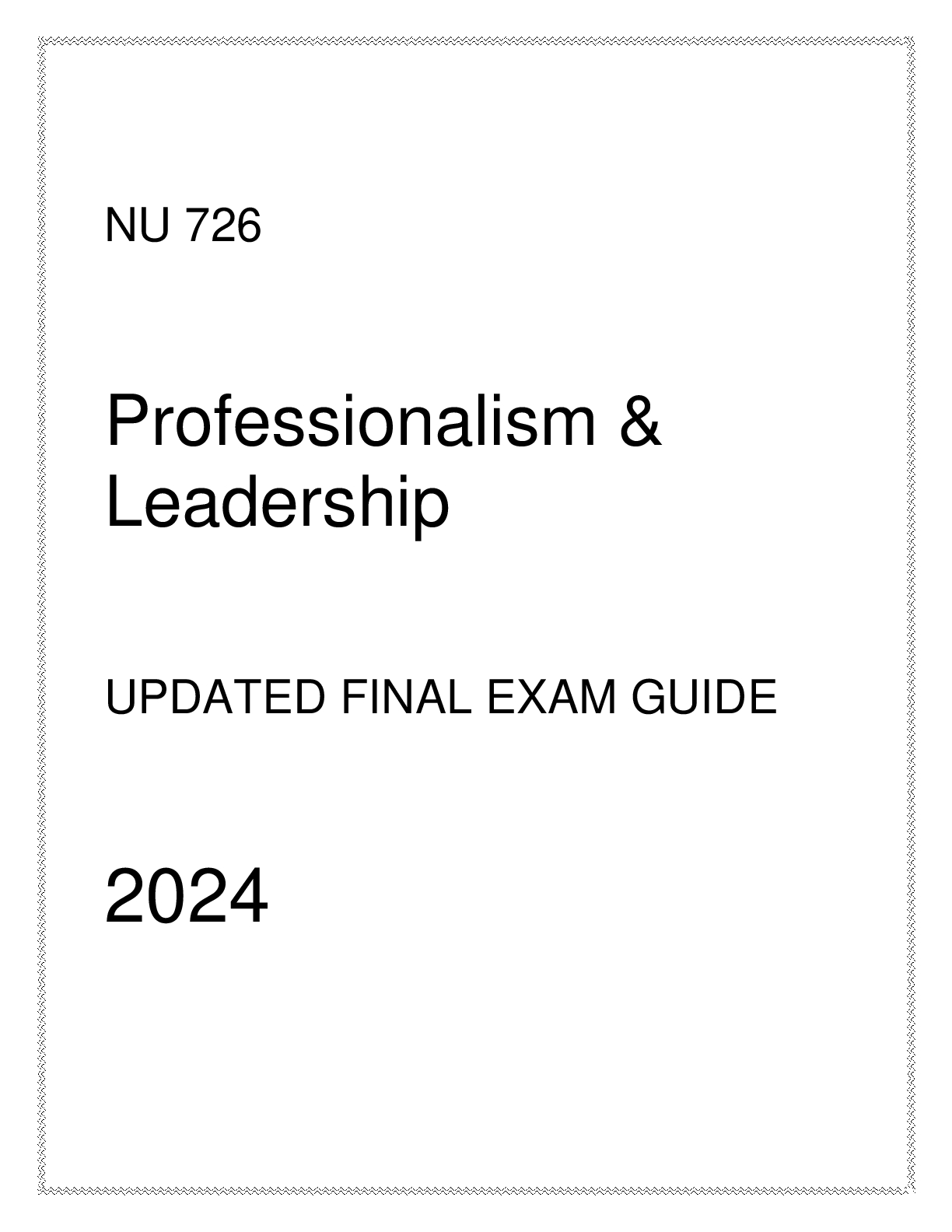 Preview image for AGPCNP - NU 726 Professionalism & Leadership - Updated Final Exam Guide 2024