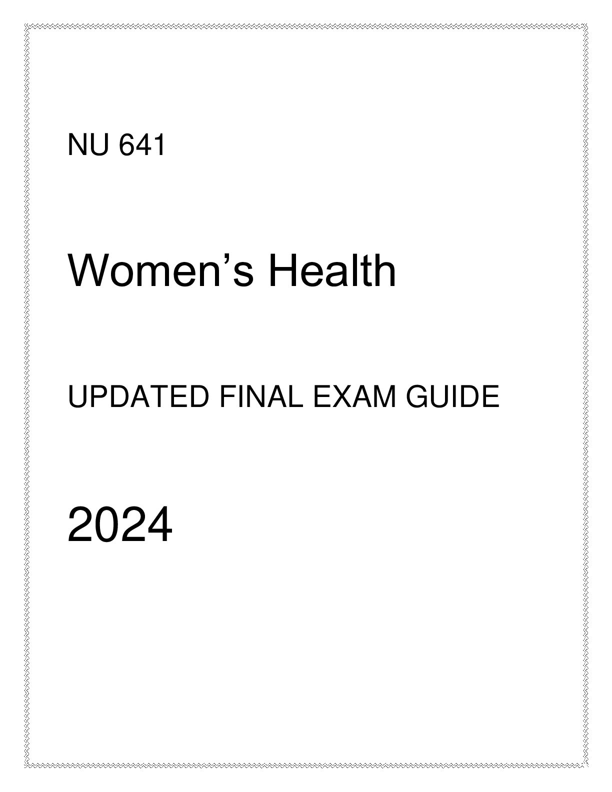 Preview image for AGPCNP - NU 641 Women's Health - Updated Final Exam Guide 2024