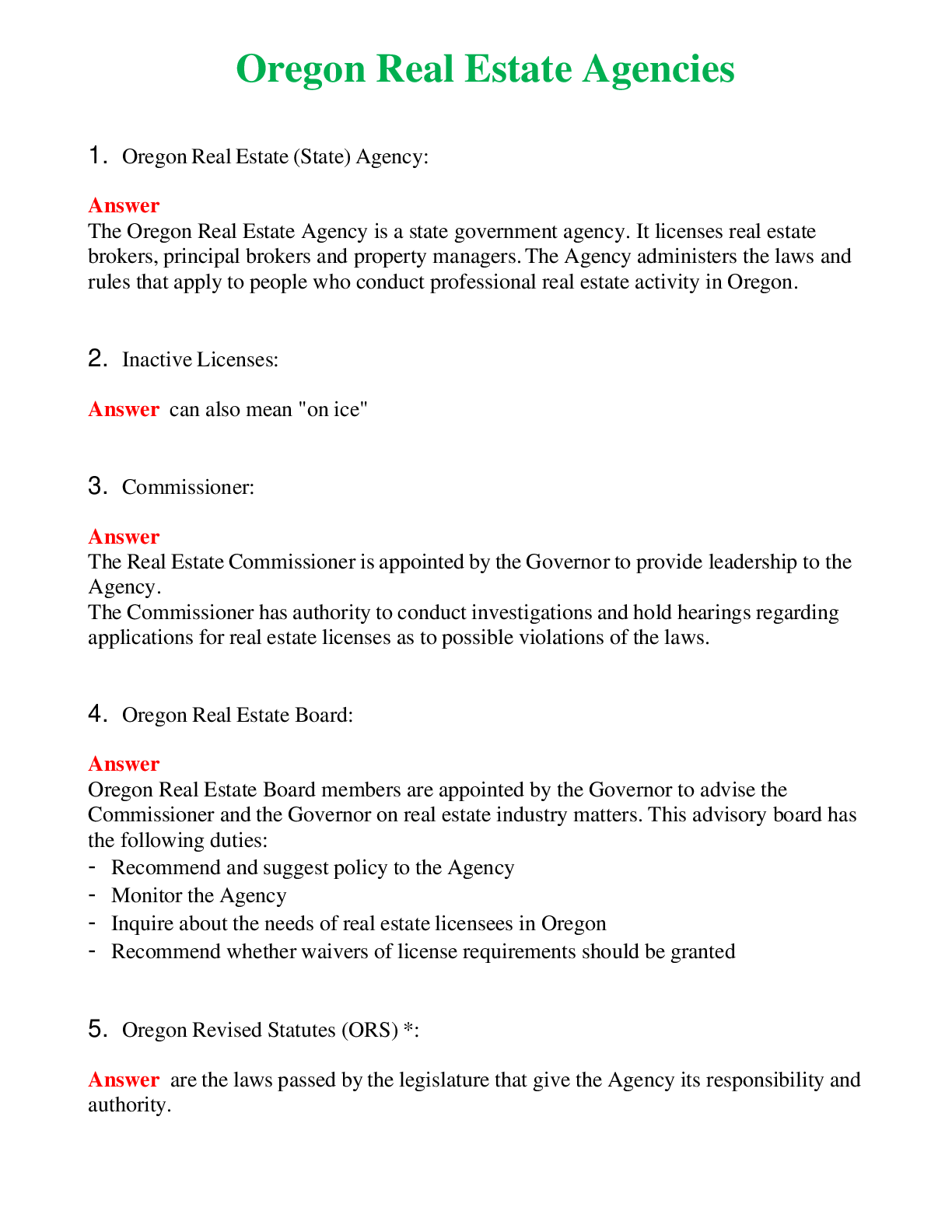 Preview image for Oregon Real Estate Agencies Actual Questions and Verified Answers ( Included ) 100% Correct