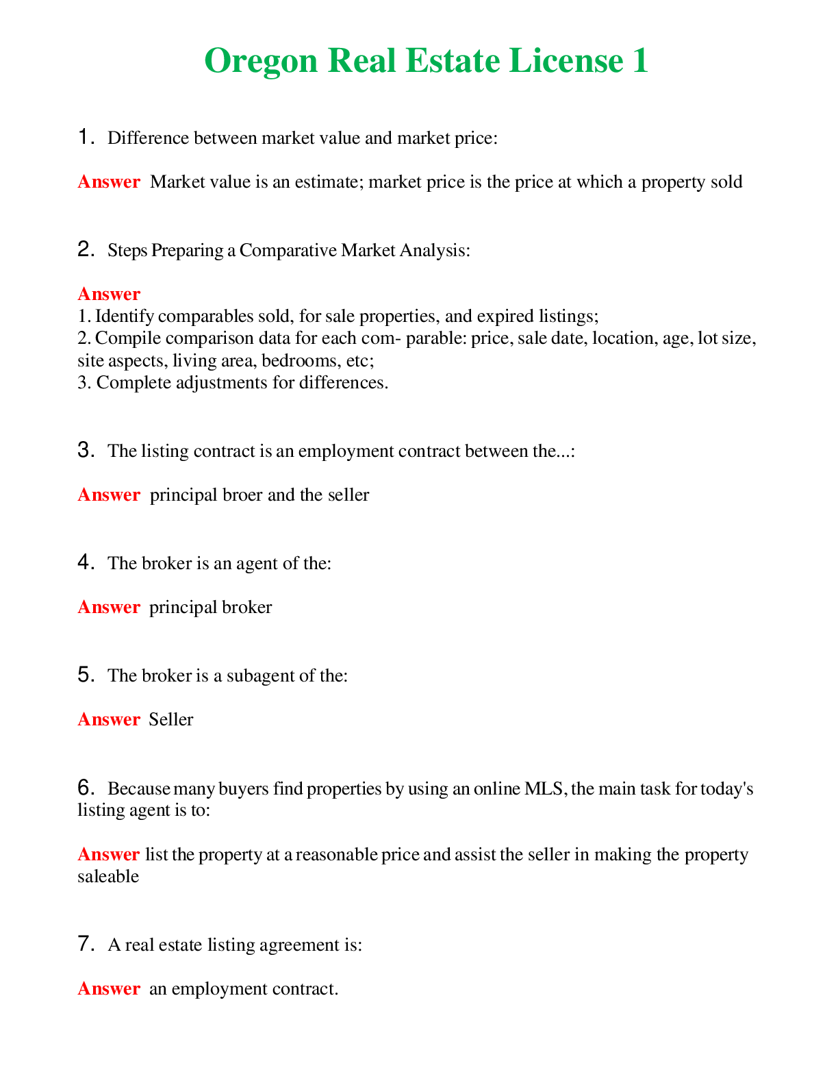 Preview image for Oregon Real Estate License 1 Actual Questions and Verified Answers ( Included ) 100% Correct