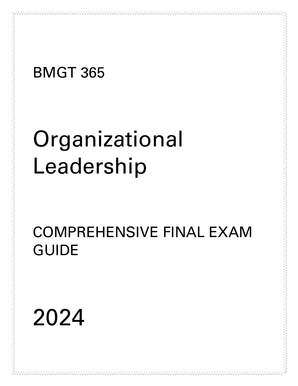 Preview image for UMGC - BMGT 365 Organizational Leadership - Comprehensive Final Exam Guide 2024