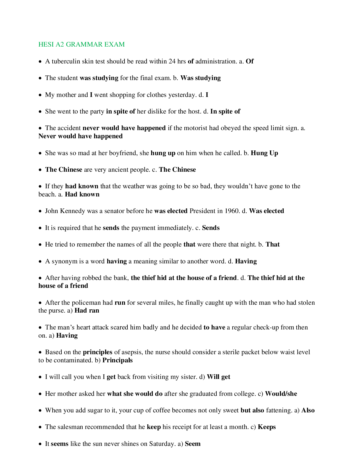 Preview image for HESI A2 Grammar