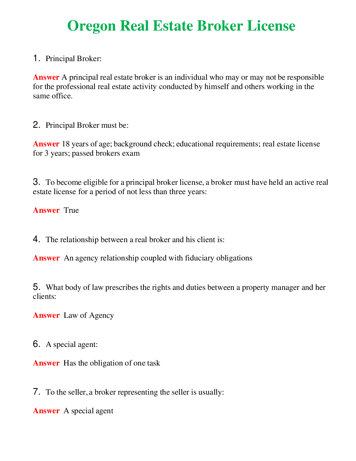 Preview image for Oregon Real Estate Broker License Actual Questions and Verified Answers ( Included ) 100% Correct