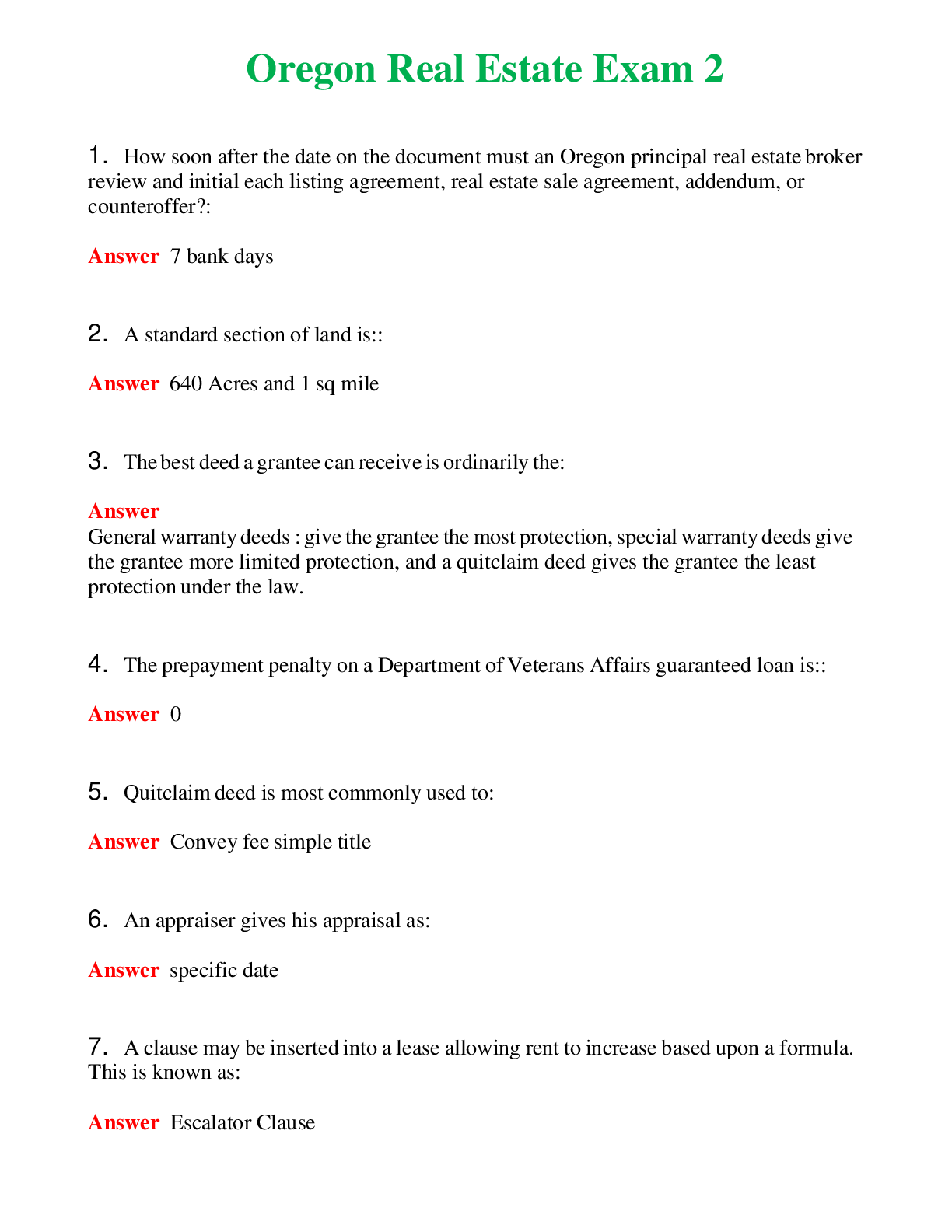 Preview image for Oregon Real Estate Exam 2 Actual Questions and Verified Answers ( Included ) 100% Correct