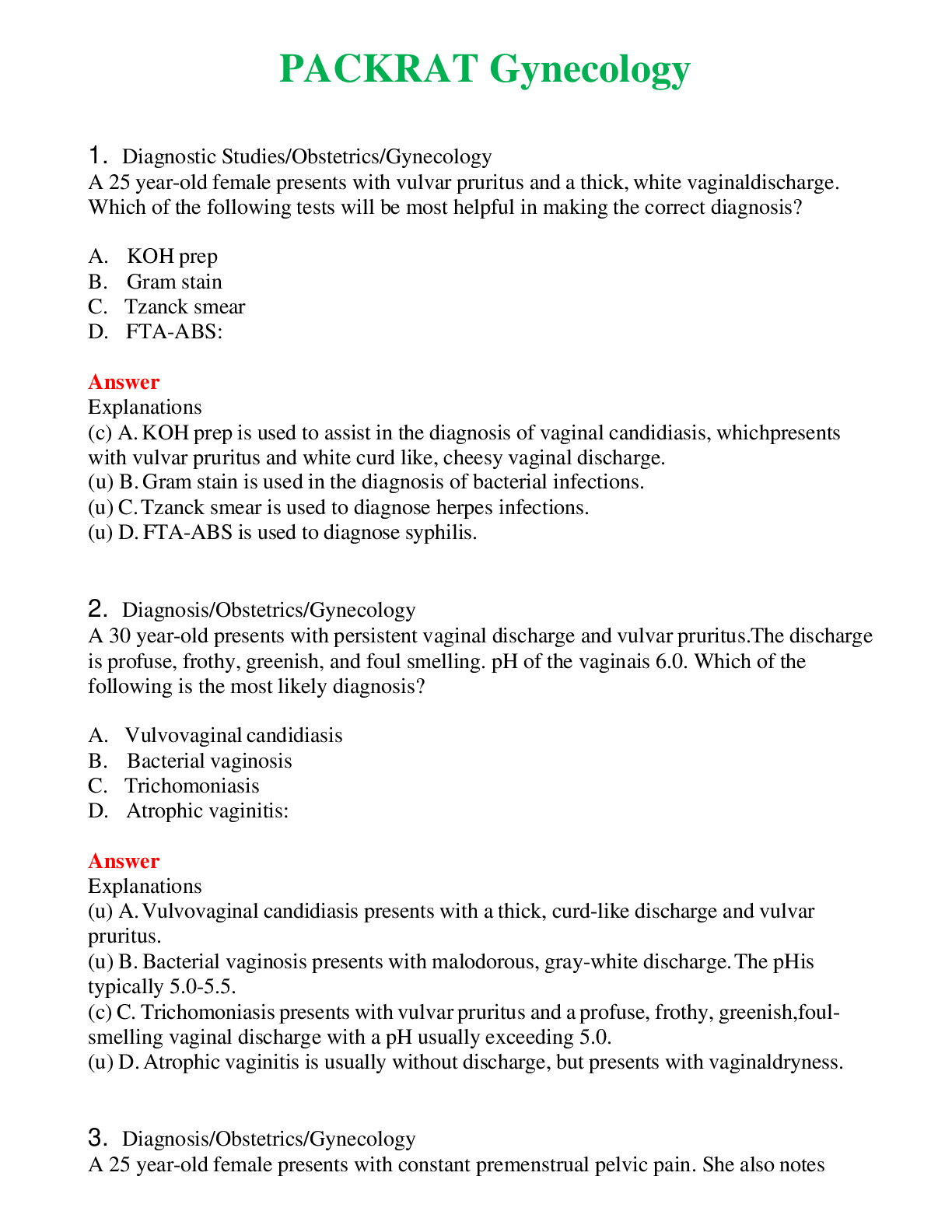 Preview image for PACKRAT Gynecology   Questions With Complete Grade A+ Answers