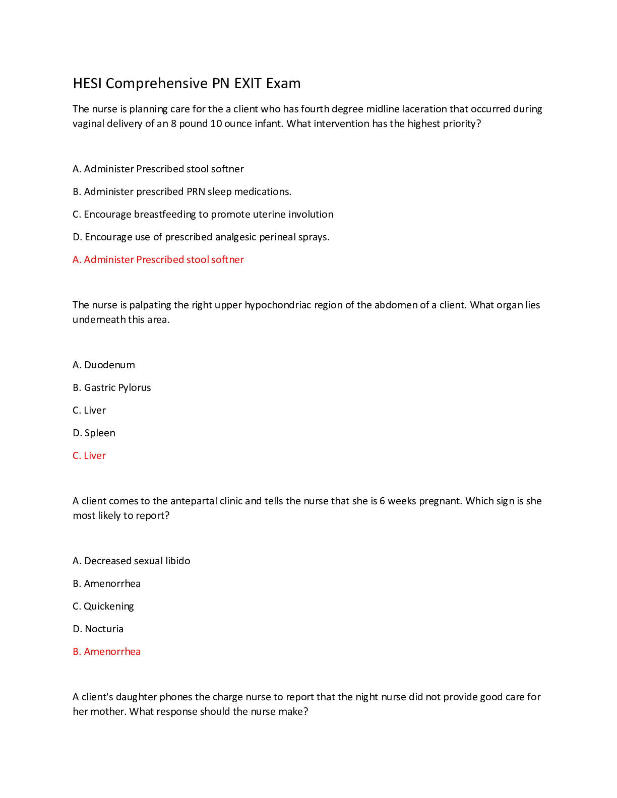 Preview image for HESI PN Comprehensive  EXIT Exam