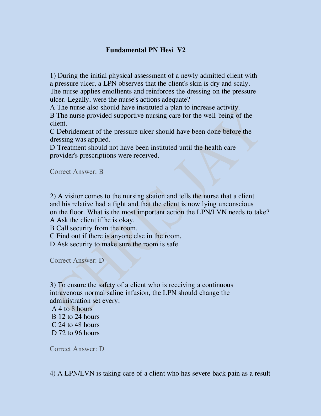Preview image for HESI PN FUNDAMENTALS  V2