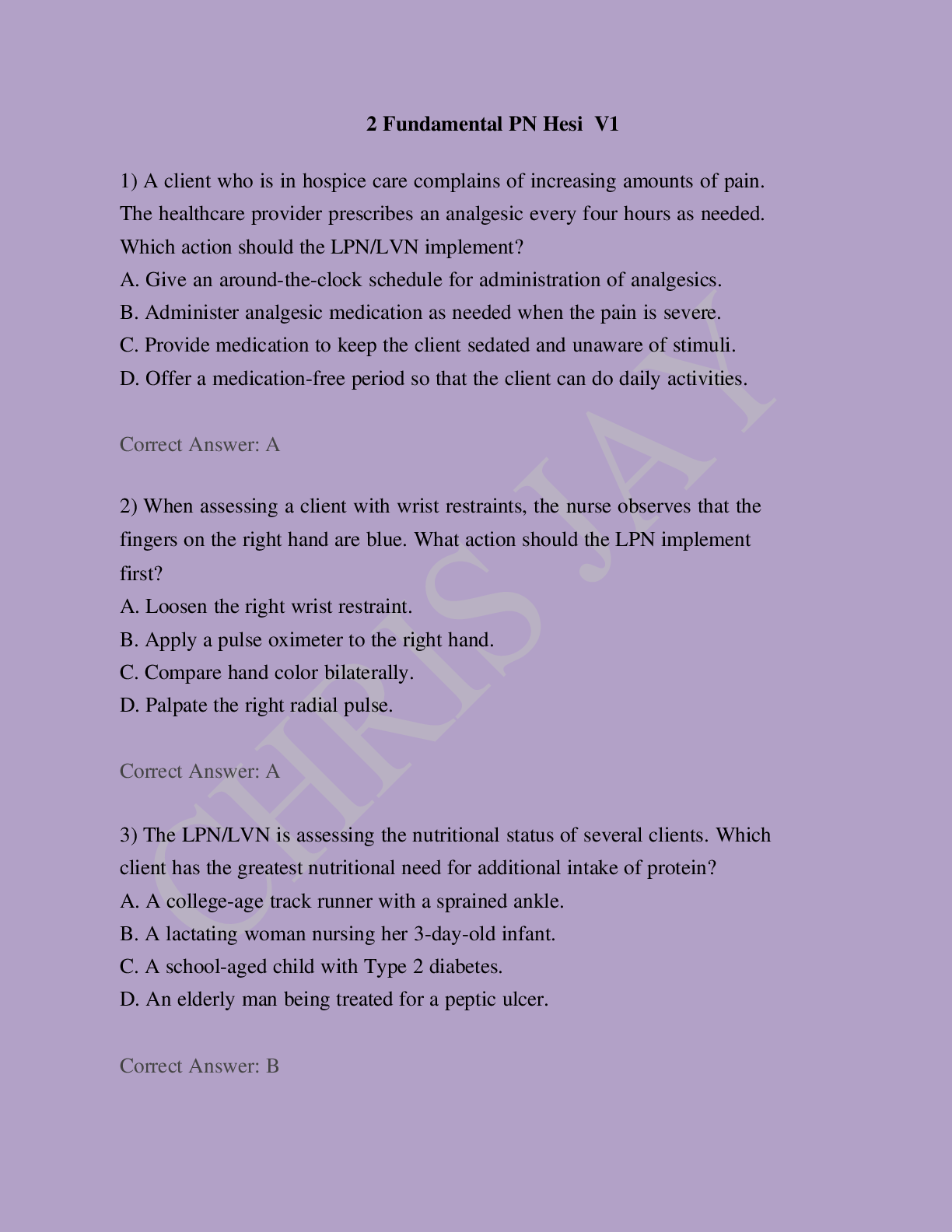 Preview image for HESI PN FUNDAMENTALS V1