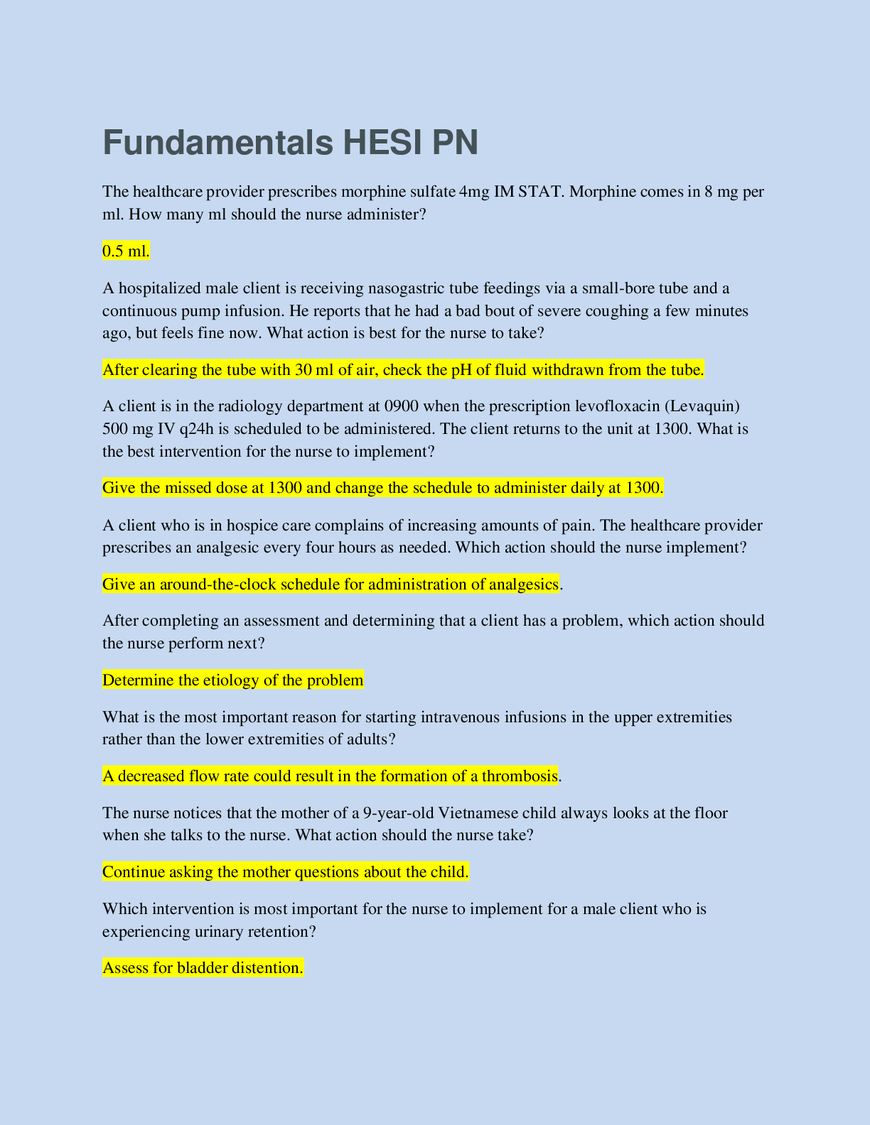 Preview image for HESI PN FUNDAMENTALS 4