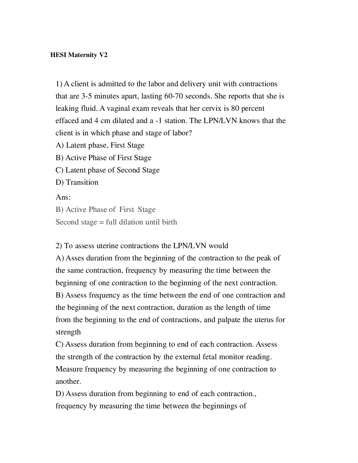 Preview image for HESI MATERNITY V2