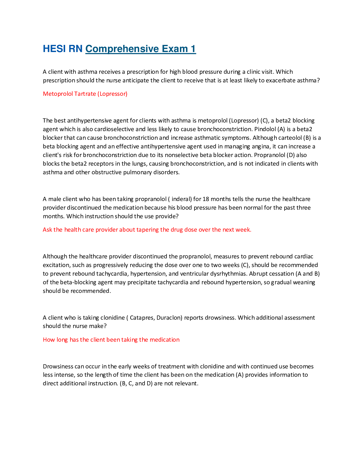 Preview image for HESI RN Comprehensive Exam 1