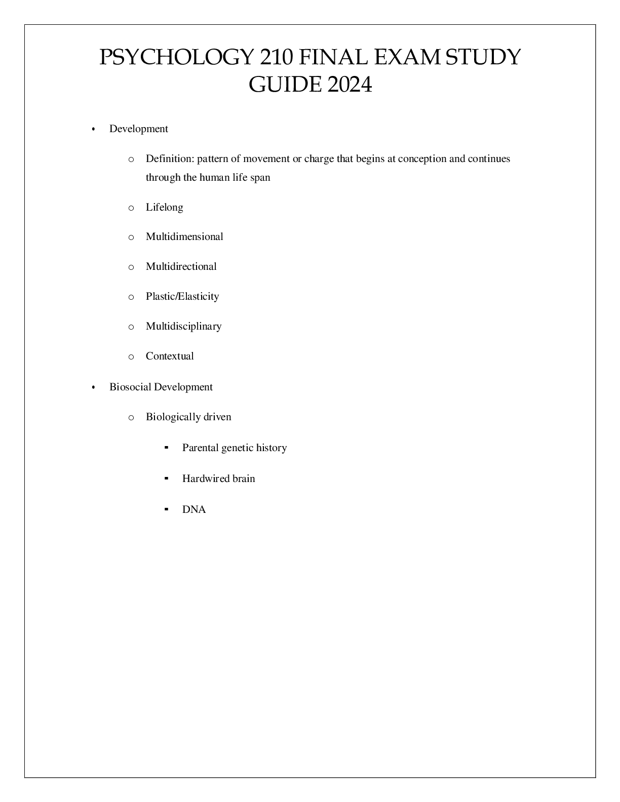 Preview image of PSYCHOLOGY 210 FINAL EXAM STUDY GUIDE 2024 document