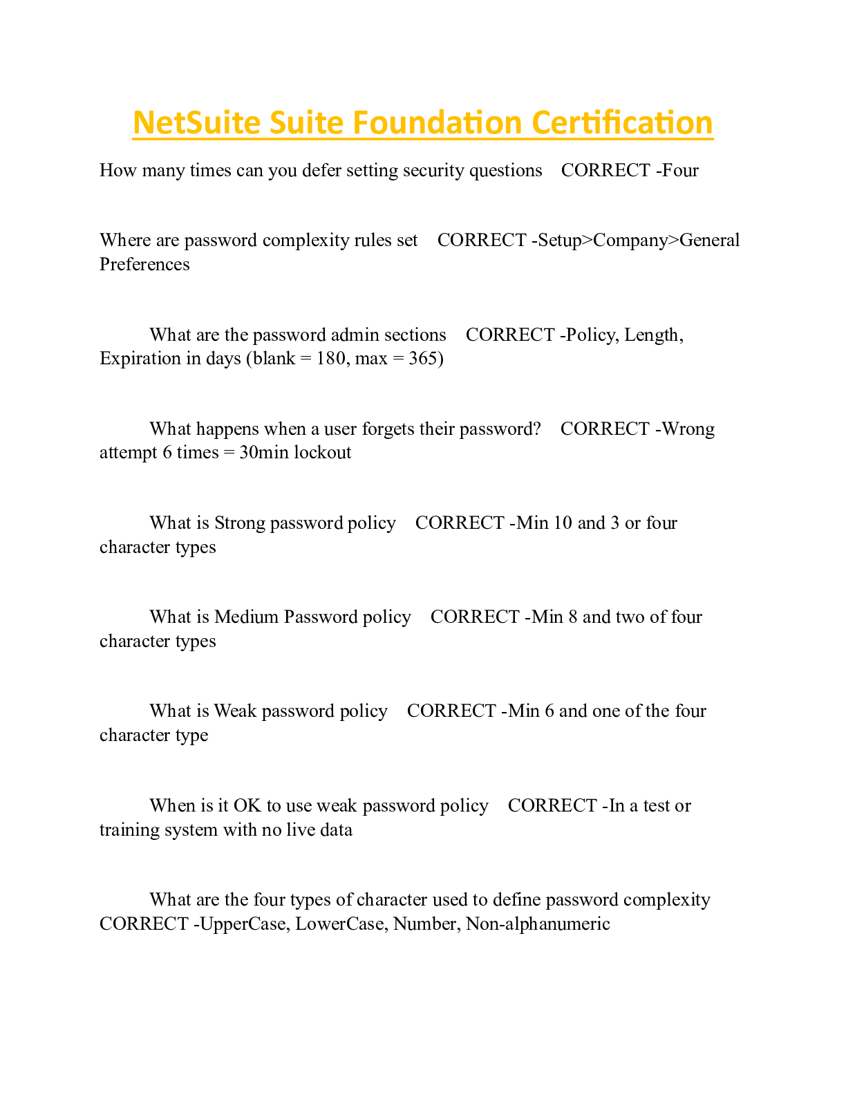 Preview image of NetSuite Suite Foundation Certification EXAM RATED A. document