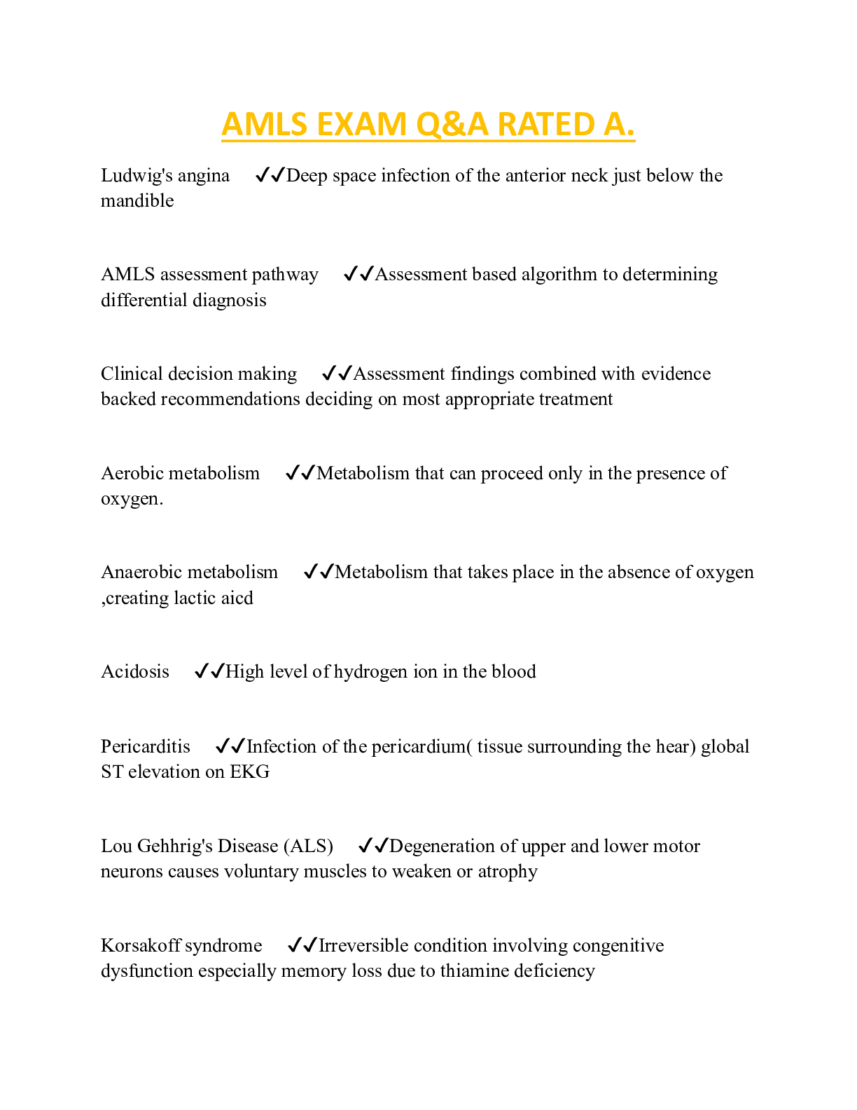 Preview image of AMLS EXAM Q&A RATED A. document