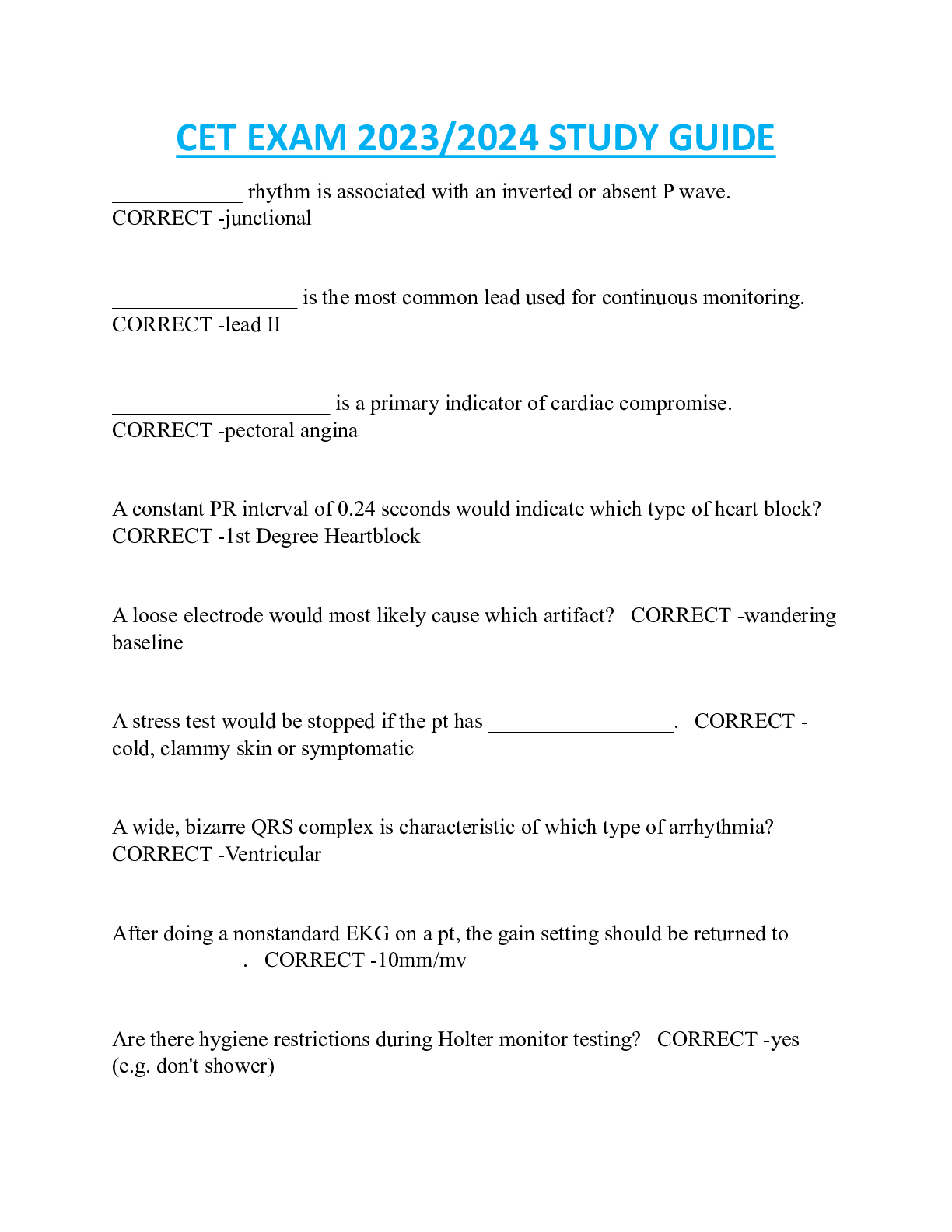 Preview image of CET EXAM  STUDY GUIDE document