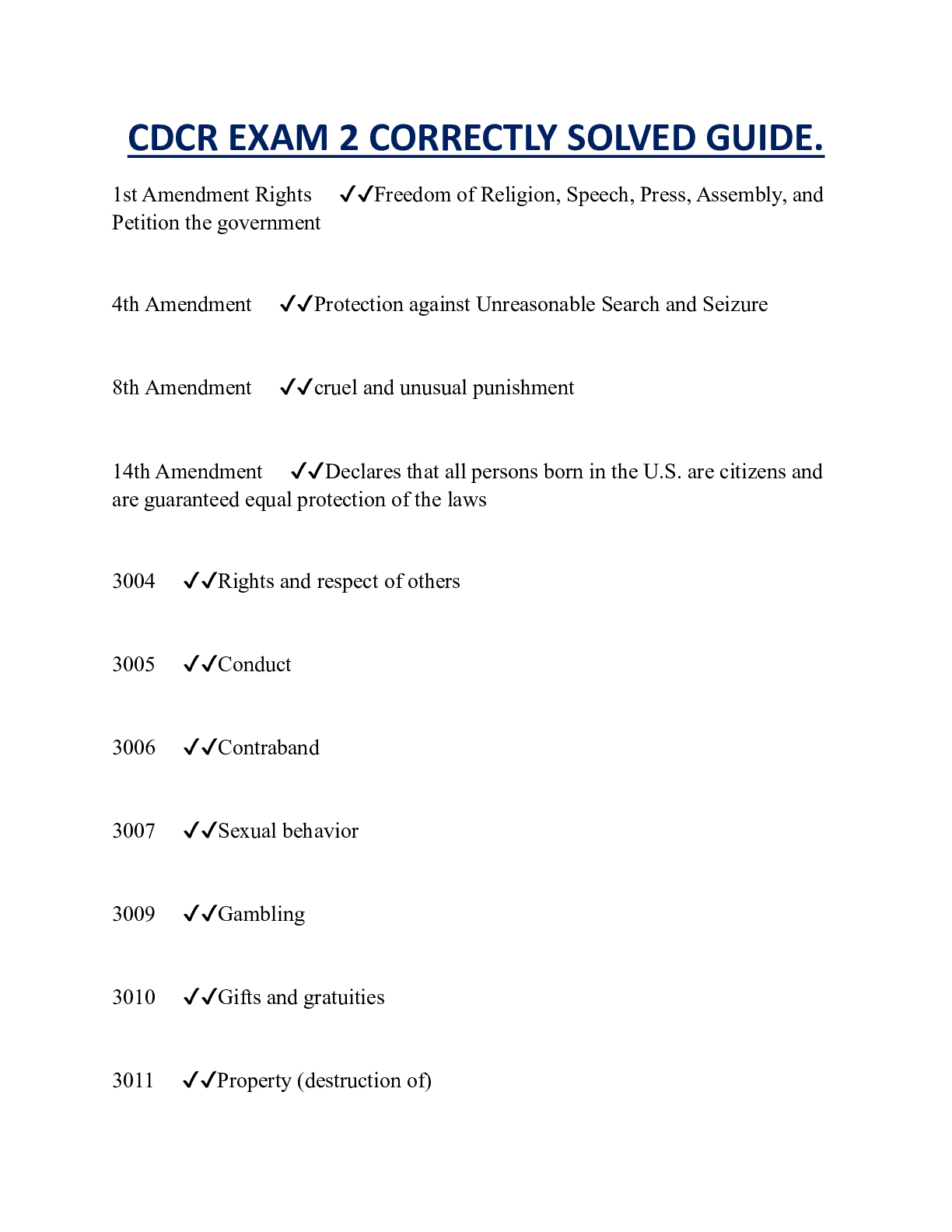 Preview image of CDCR EXAM 2 CORRECTLY SOLVED GUIDE. document